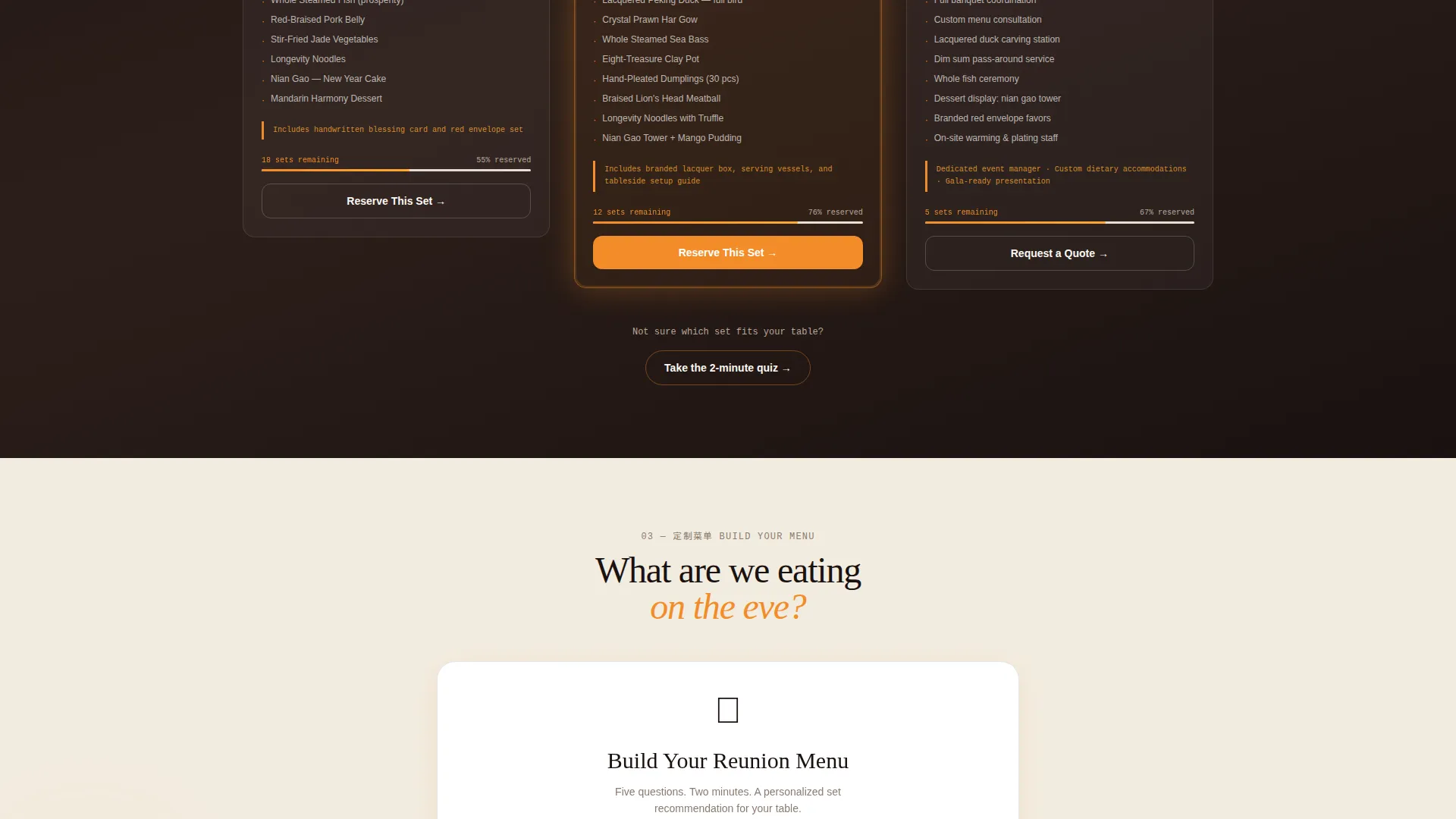 Luxe Chinese New Year Catering Landing Page Template