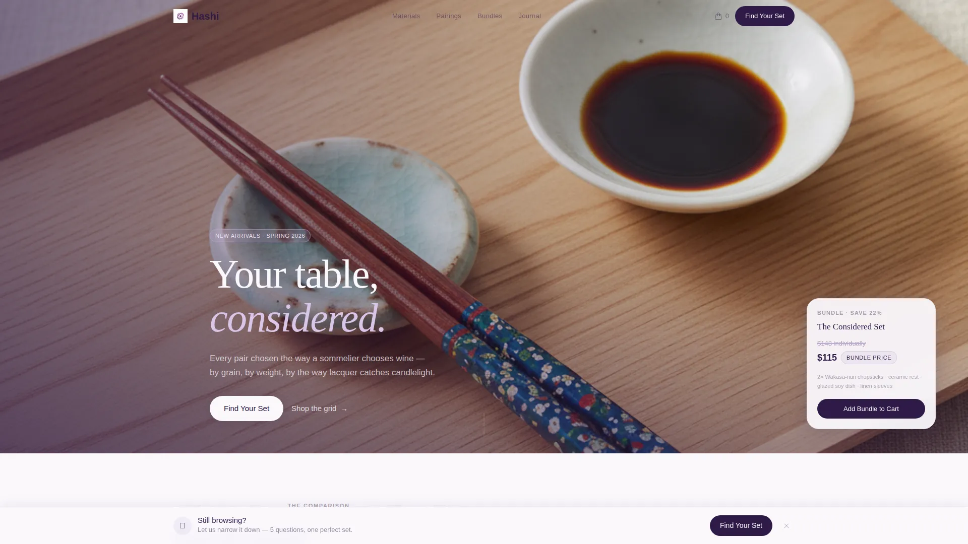 Curated Tableware Landing Page Template