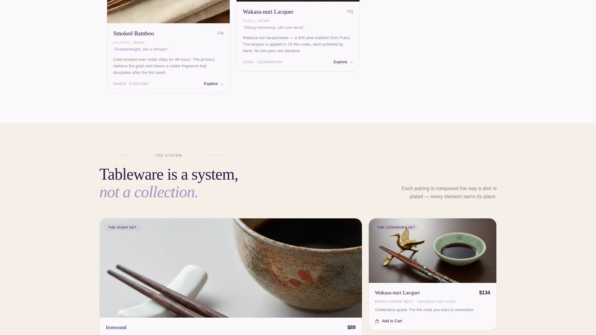 Curated Tableware Landing Page Template
