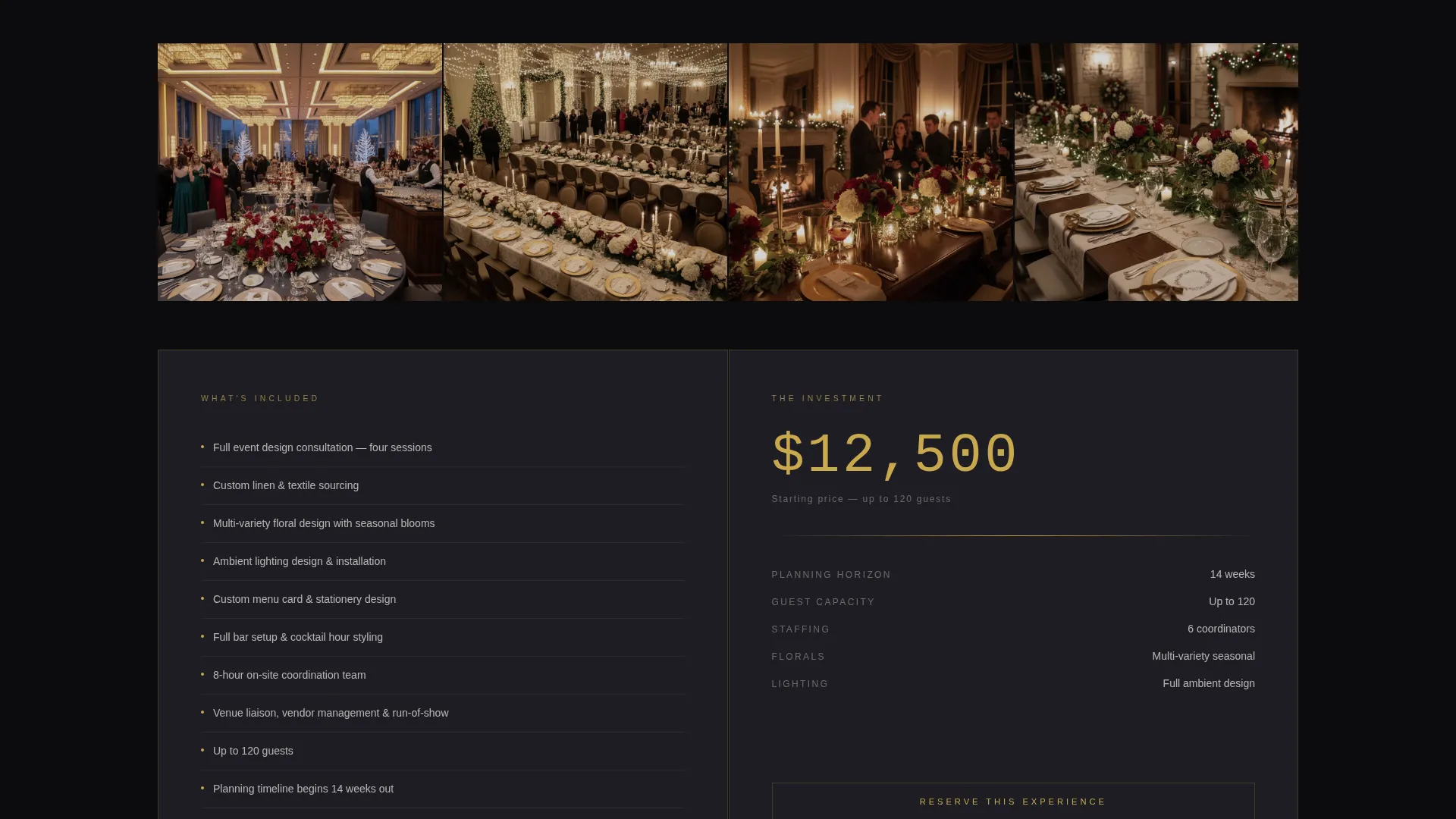 Luxe Christmas Event Planner Landing Page Template
