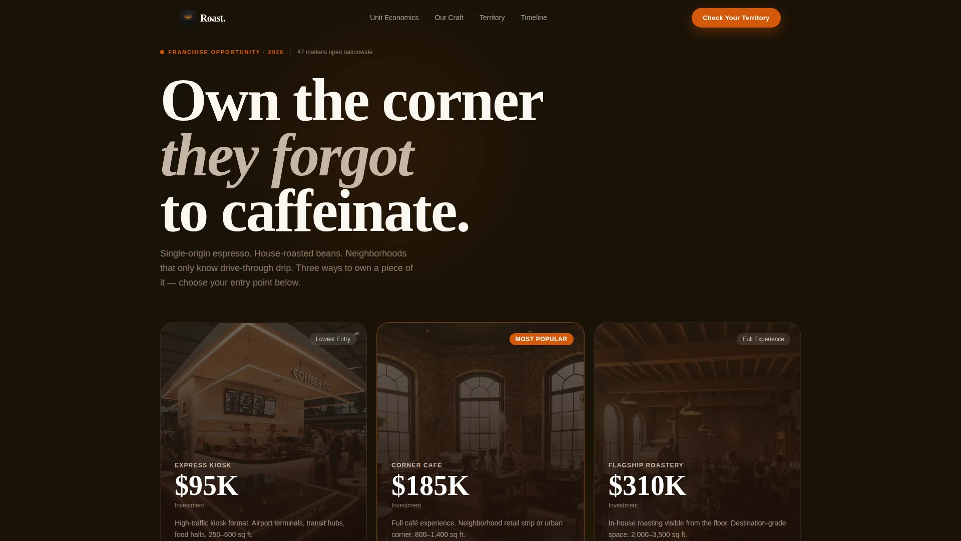 Coffee Franchise Landing Page Template | Premium Design