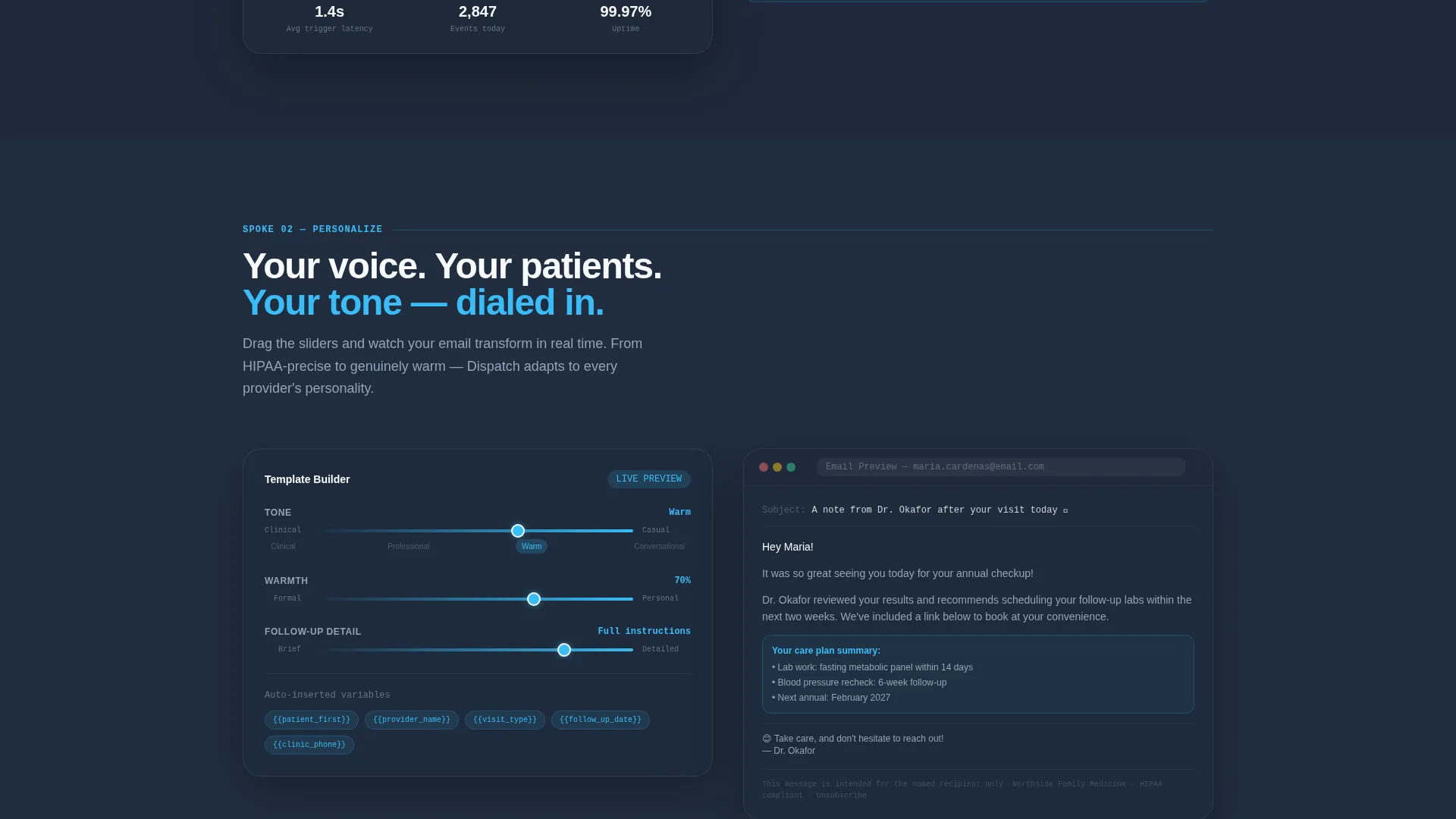 Healthcare Email Marketing Booking Confirmation Website Template