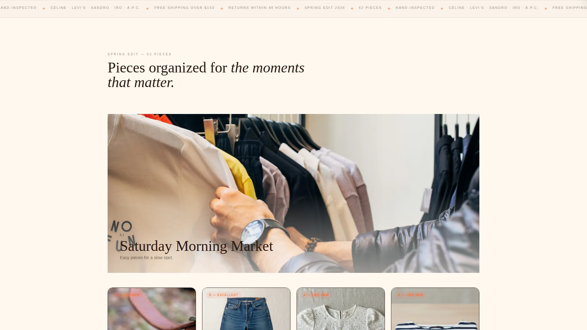 Curated Vintage Consignment Landing Page Template
