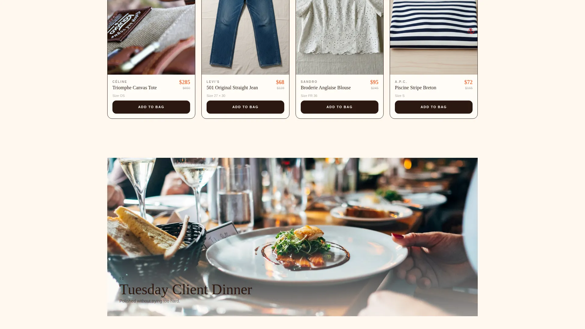 Curated Vintage Consignment Landing Page Template