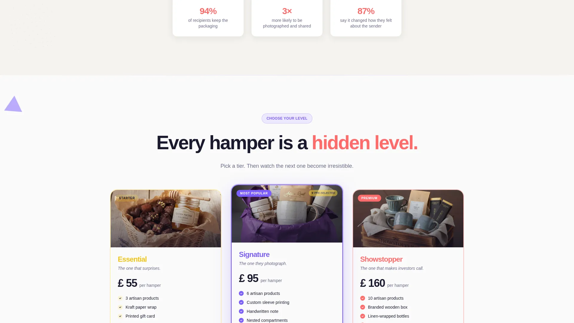 Specialist Gift & Specialty Store Pricing & Packages Website Template