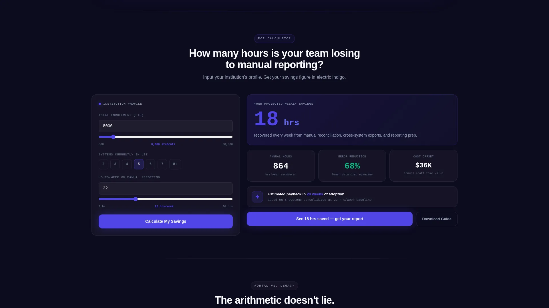 Higher Education Digital Presence Cost Calculator Website Template