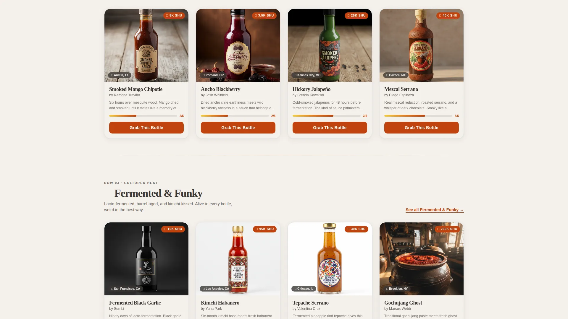 Craft Hot Sauce Artisan Landing Page Template