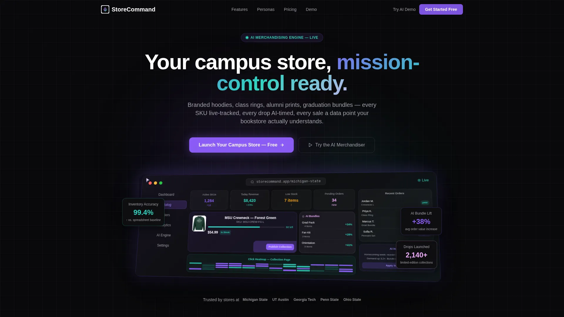 Campus Store Bento Grid Landing Page Template