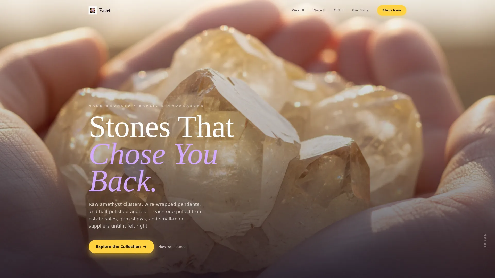 Bento Grid Crystal Store Landing Page Template