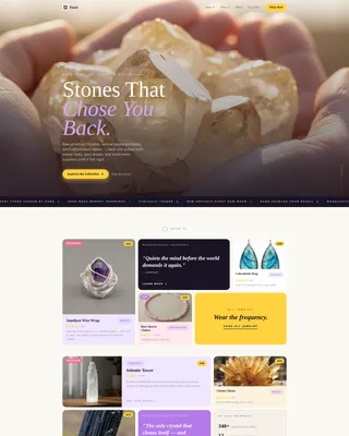 Bento Grid Crystal Store Landing Page Template