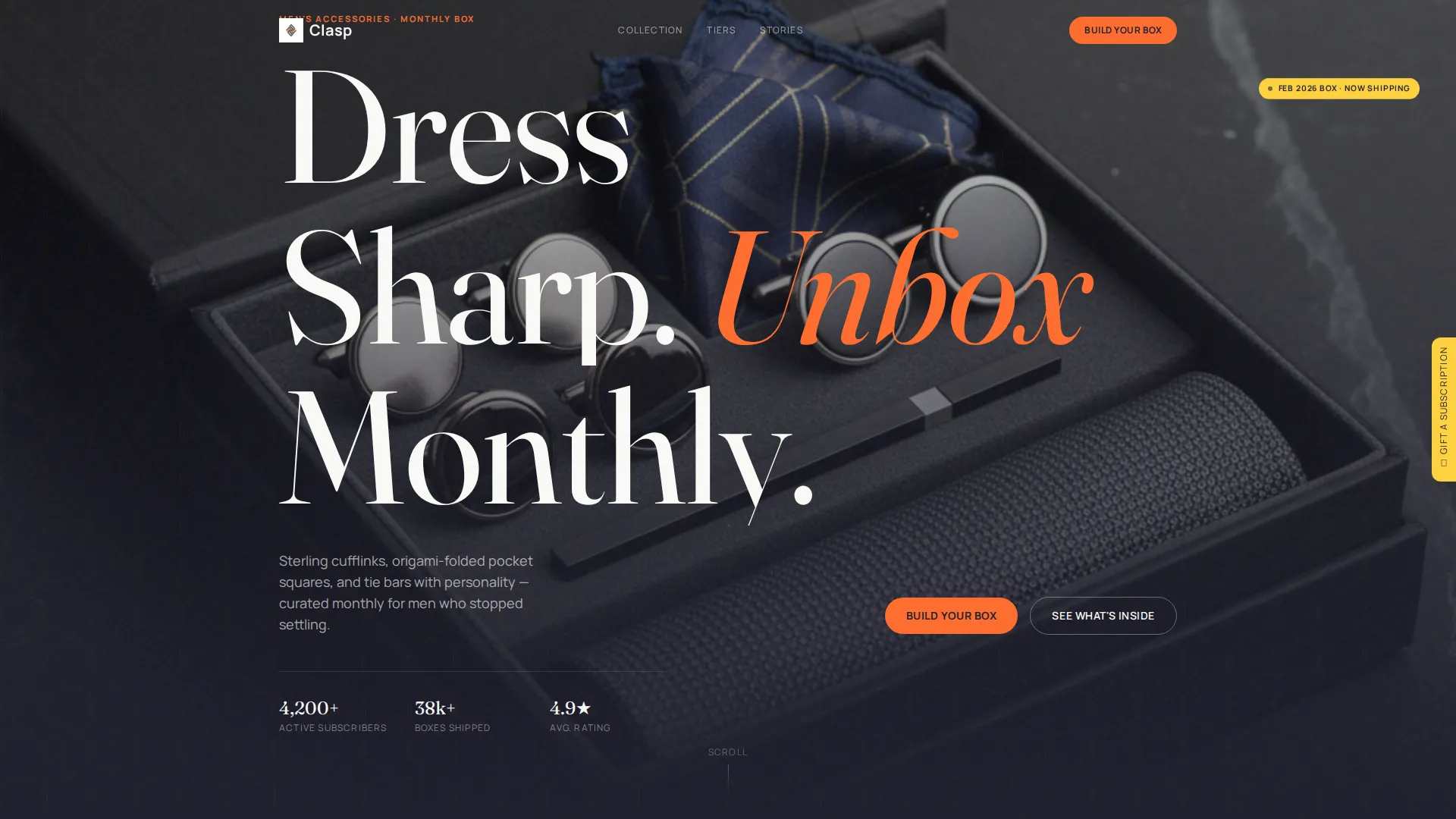 Bold Men's Accessories Subscription Landing Page