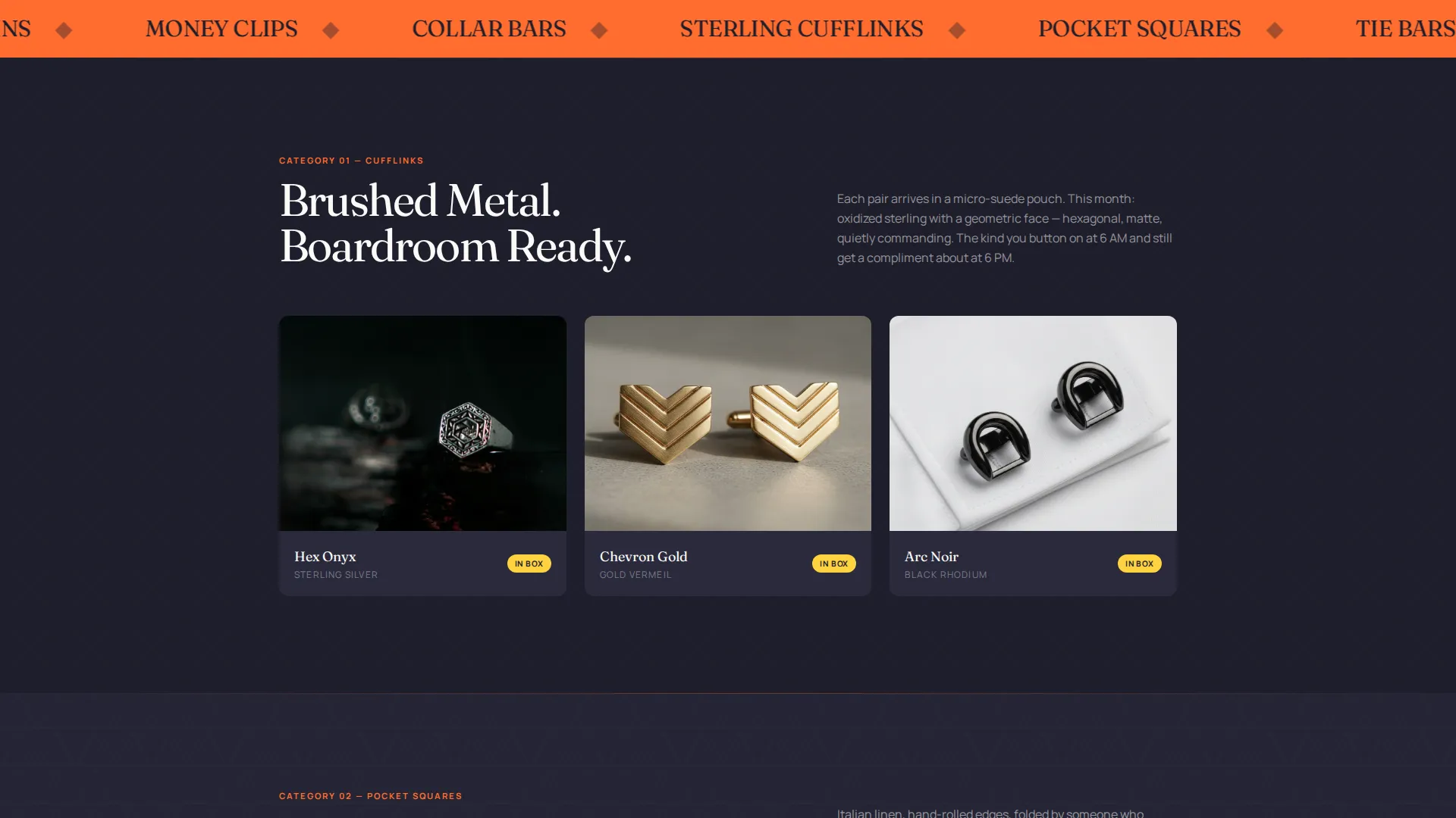 Bold Men's Accessories Subscription Landing Page
