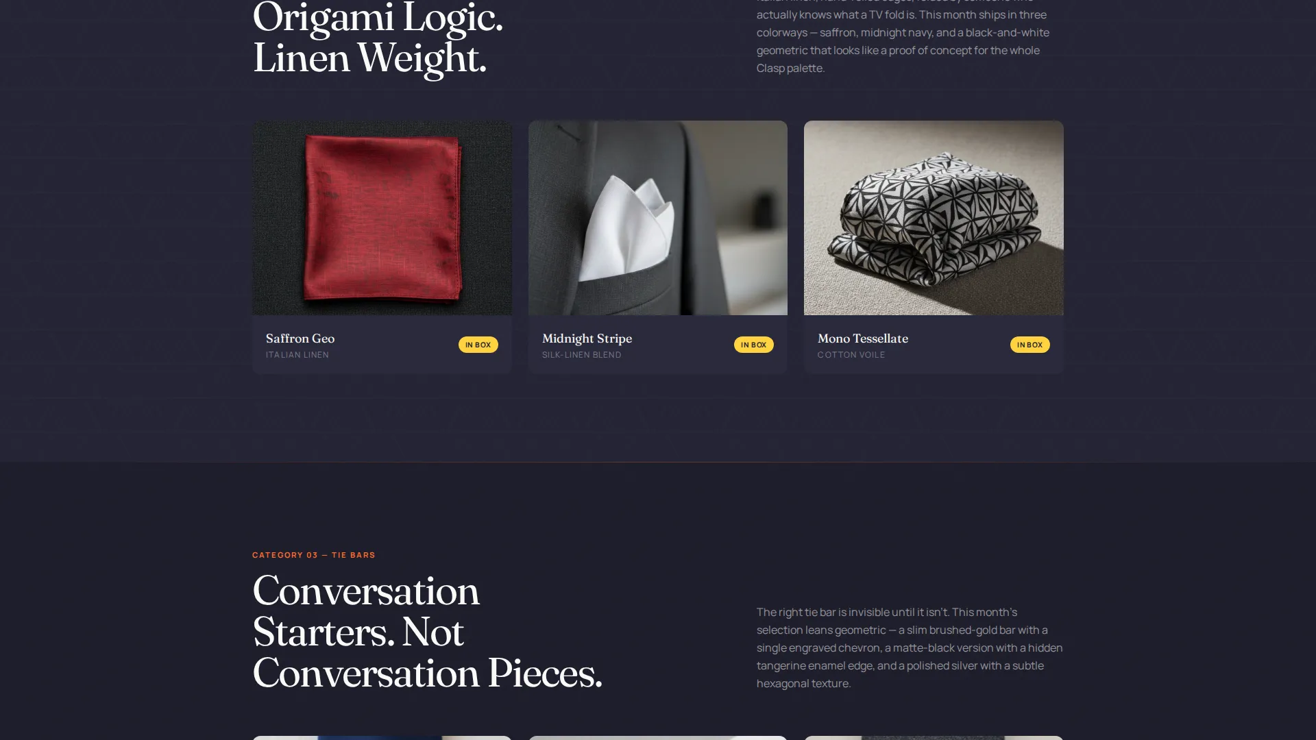 Bold Men's Accessories Subscription Landing Page