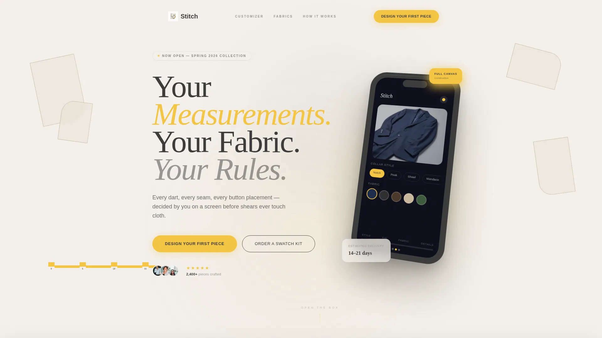 Bespoke Tailoring Landing Page Template