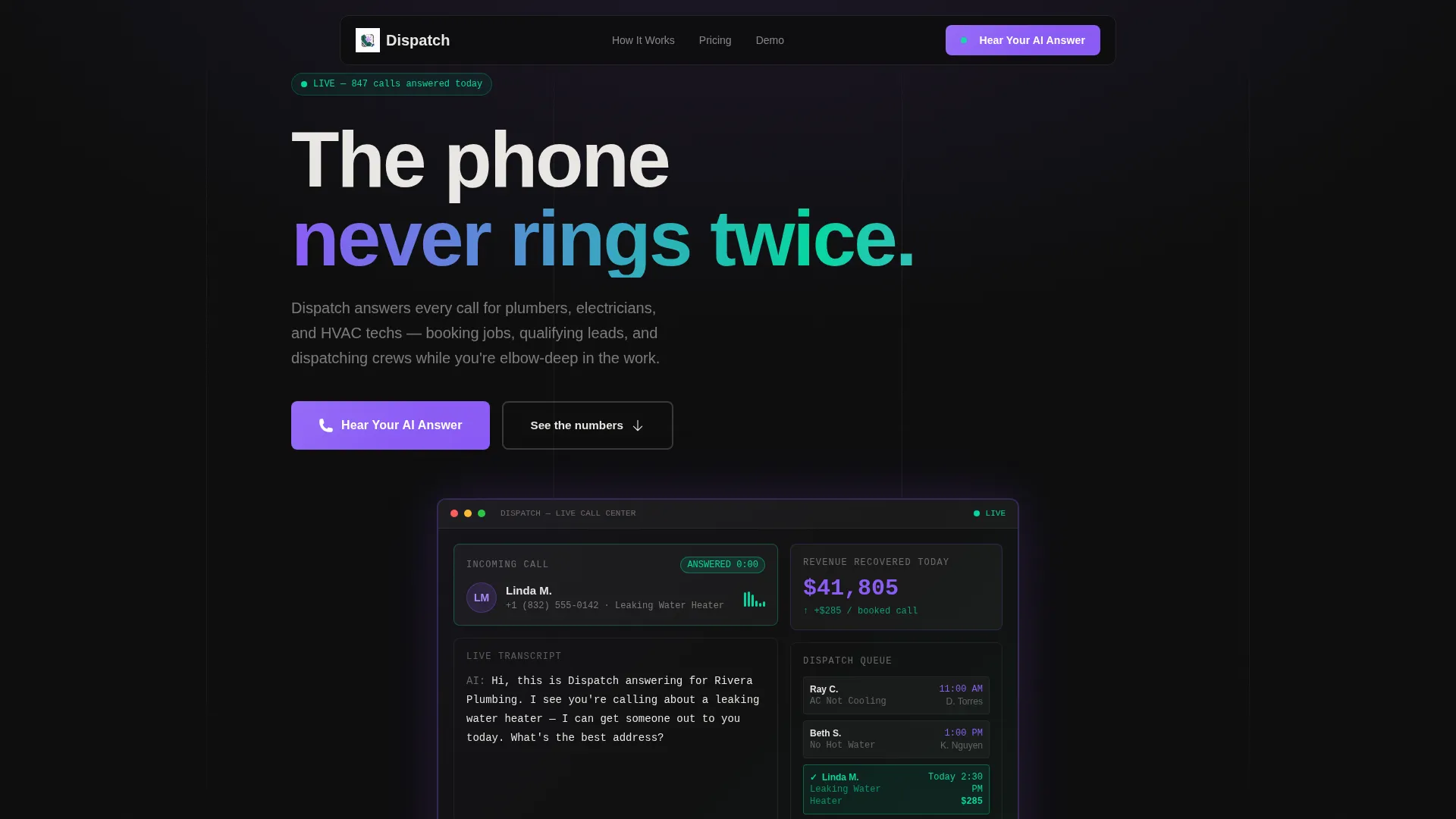 AI Receptionist Landing Page Template for Home Services