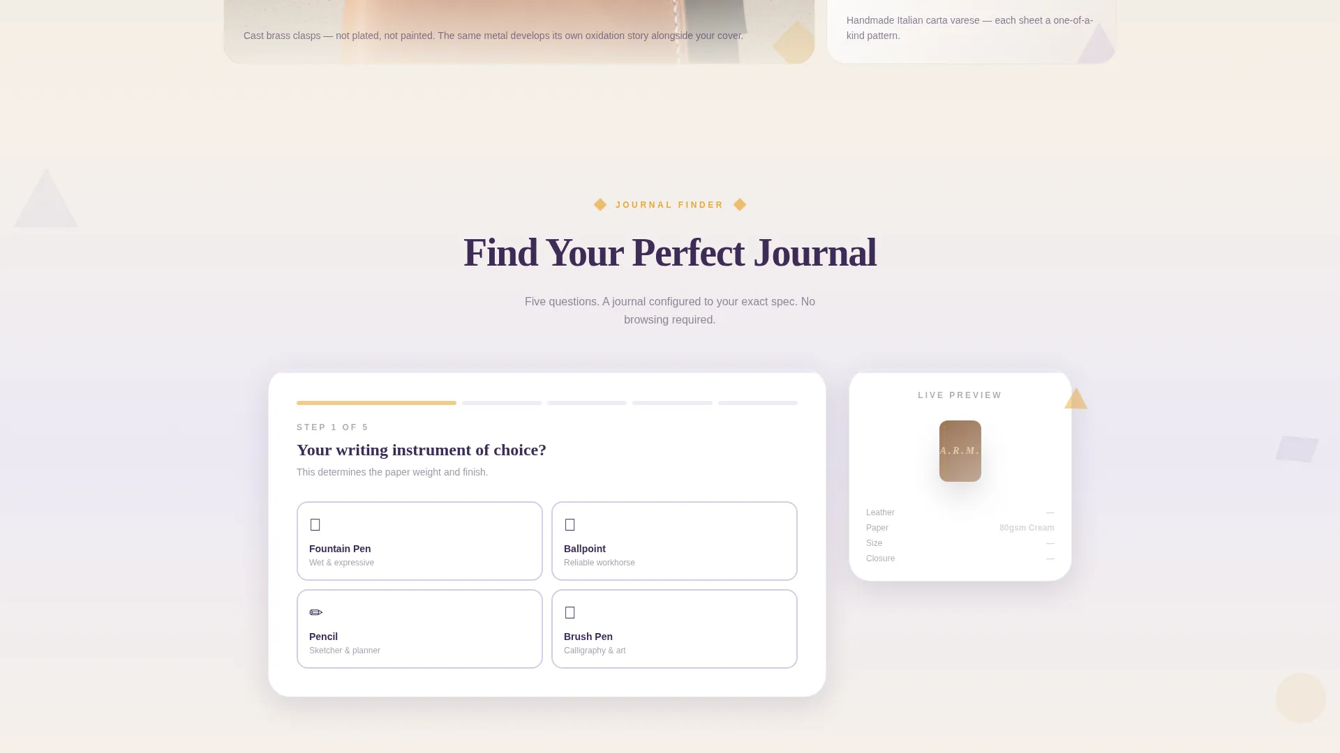 Artisan Leather Journal Landing Page Template