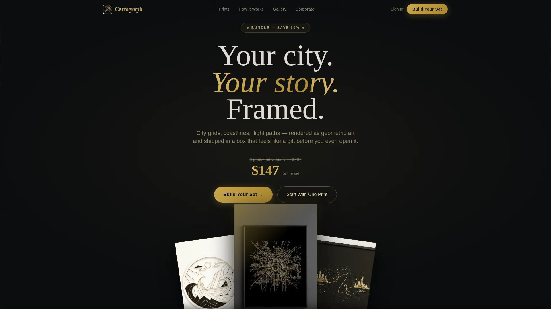 Gilded Artisan Map Poster Landing Page Template