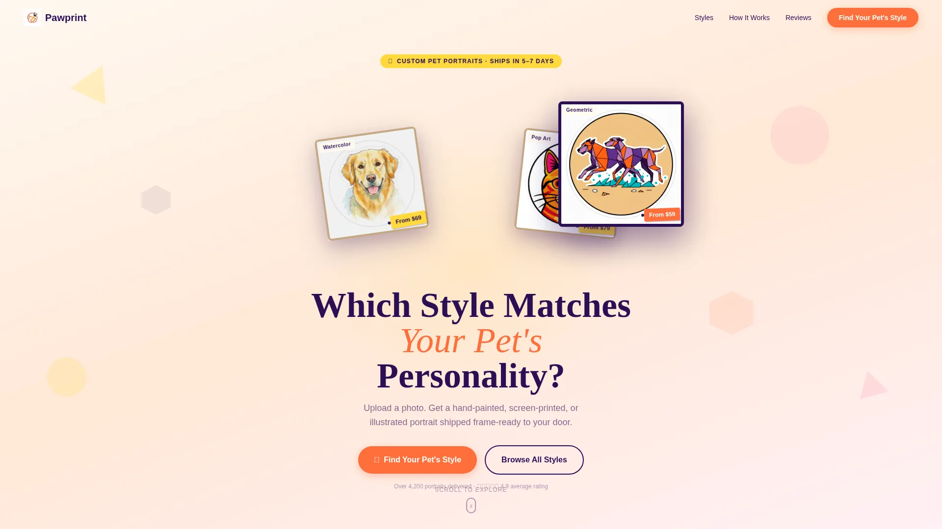 Playful Pet Portrait Landing Page Template