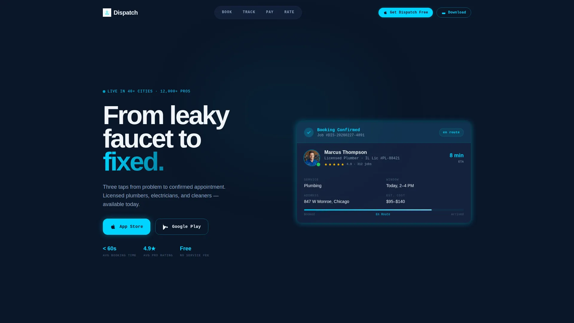 Home Services Booking App Landing Page Template