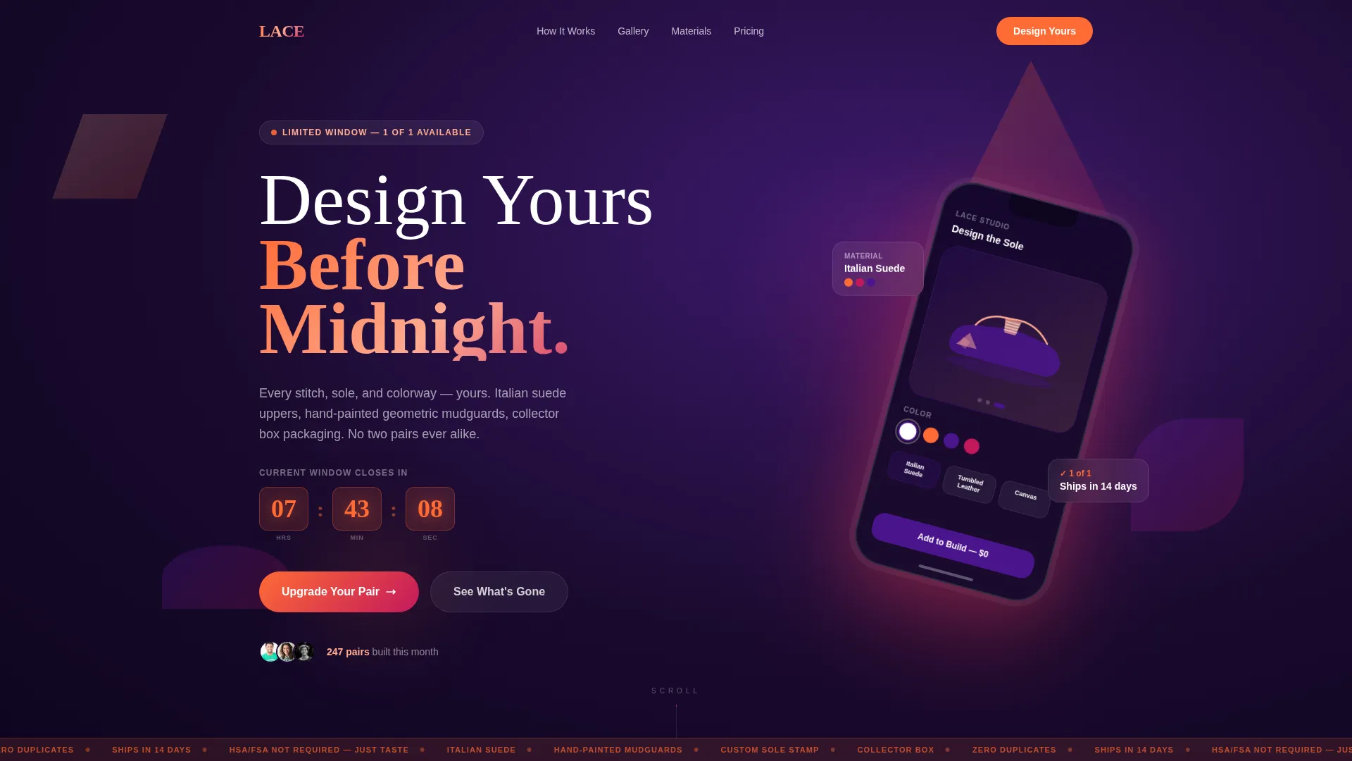Custom Sneaker Landing Page Template | Playful Geometric