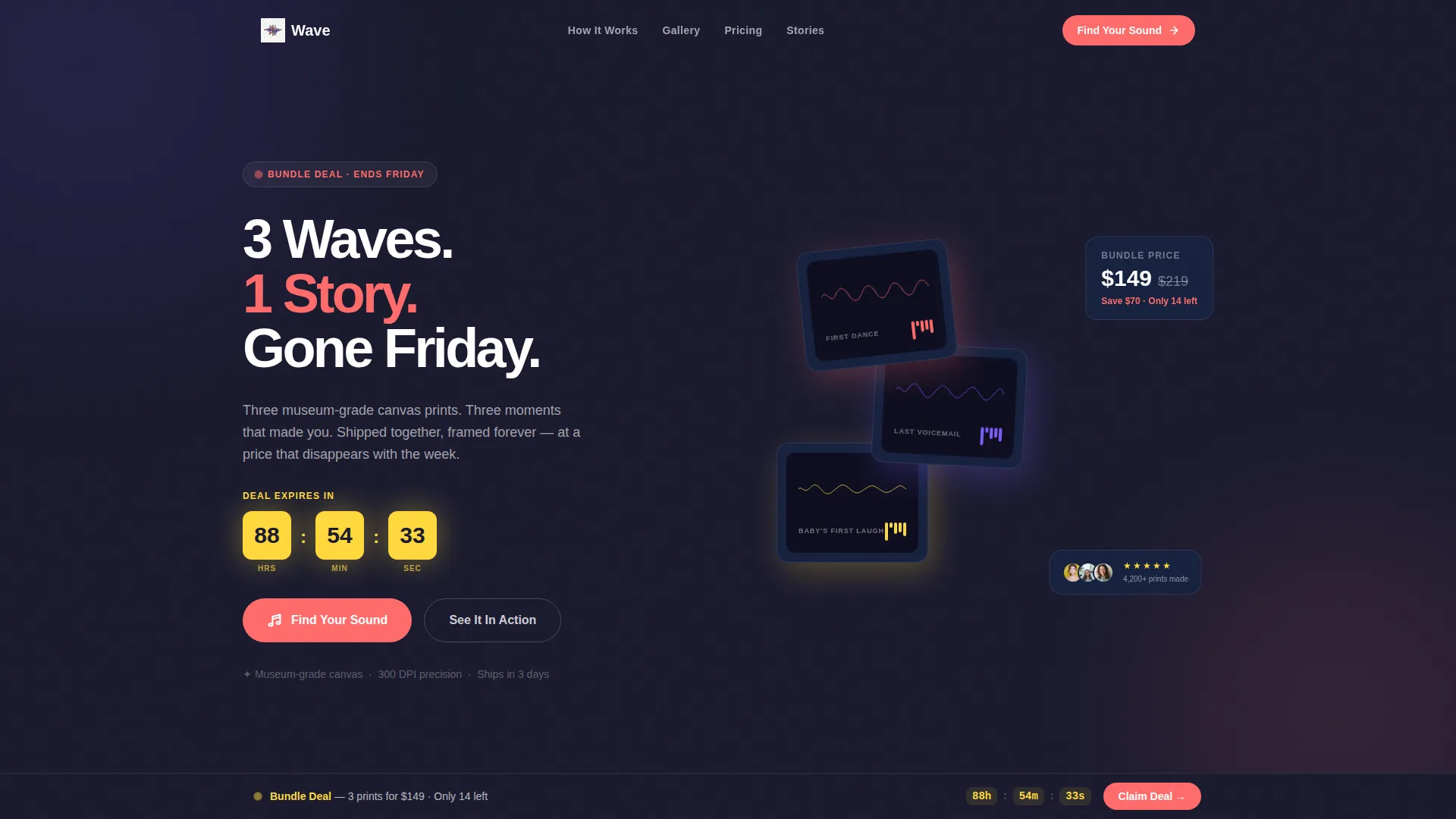 Custom Sound Wave Art Landing Page Template