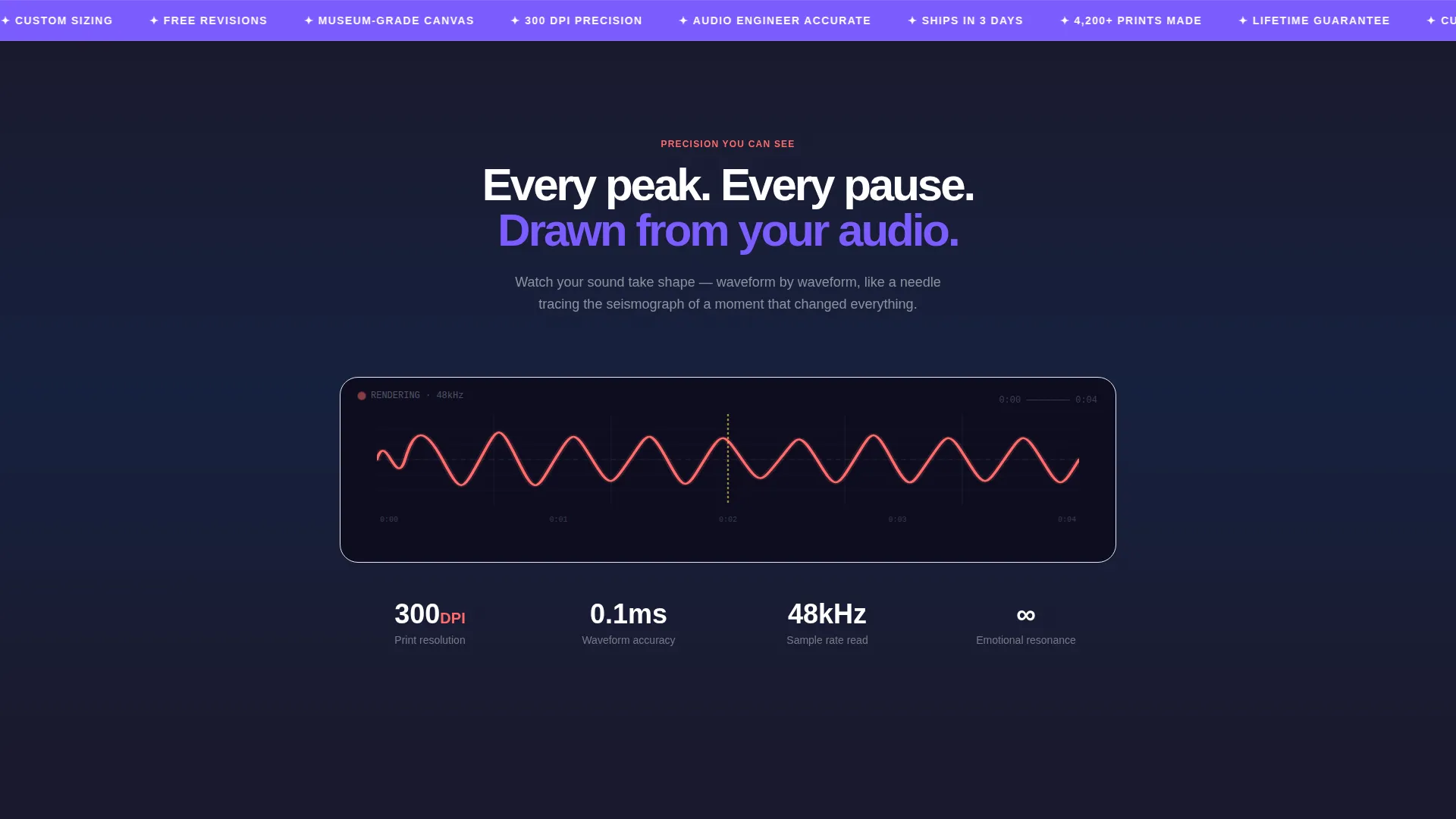 Custom Sound Wave Art Landing Page Template
