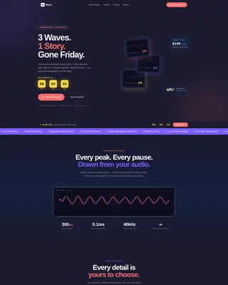 Custom Sound Wave Art Landing Page Template