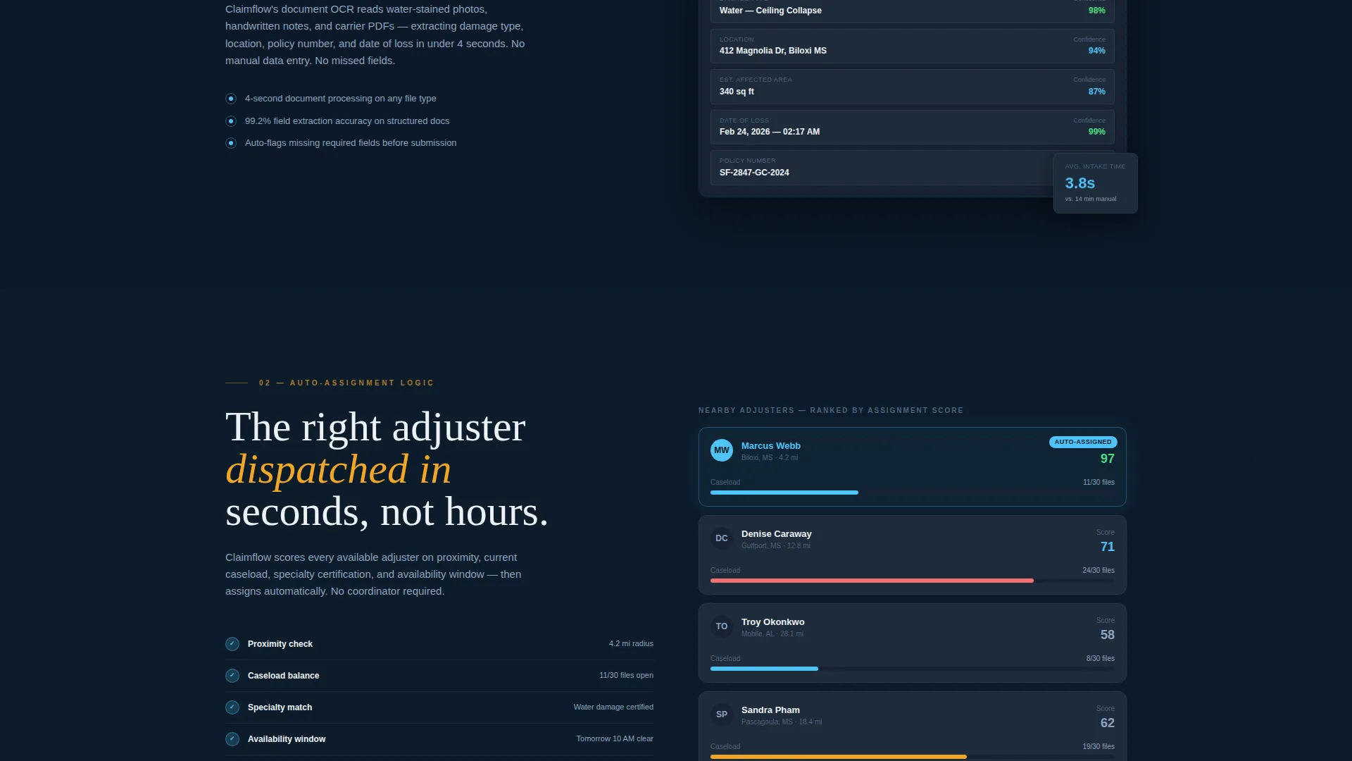 Home Services Claims Management Landing Page