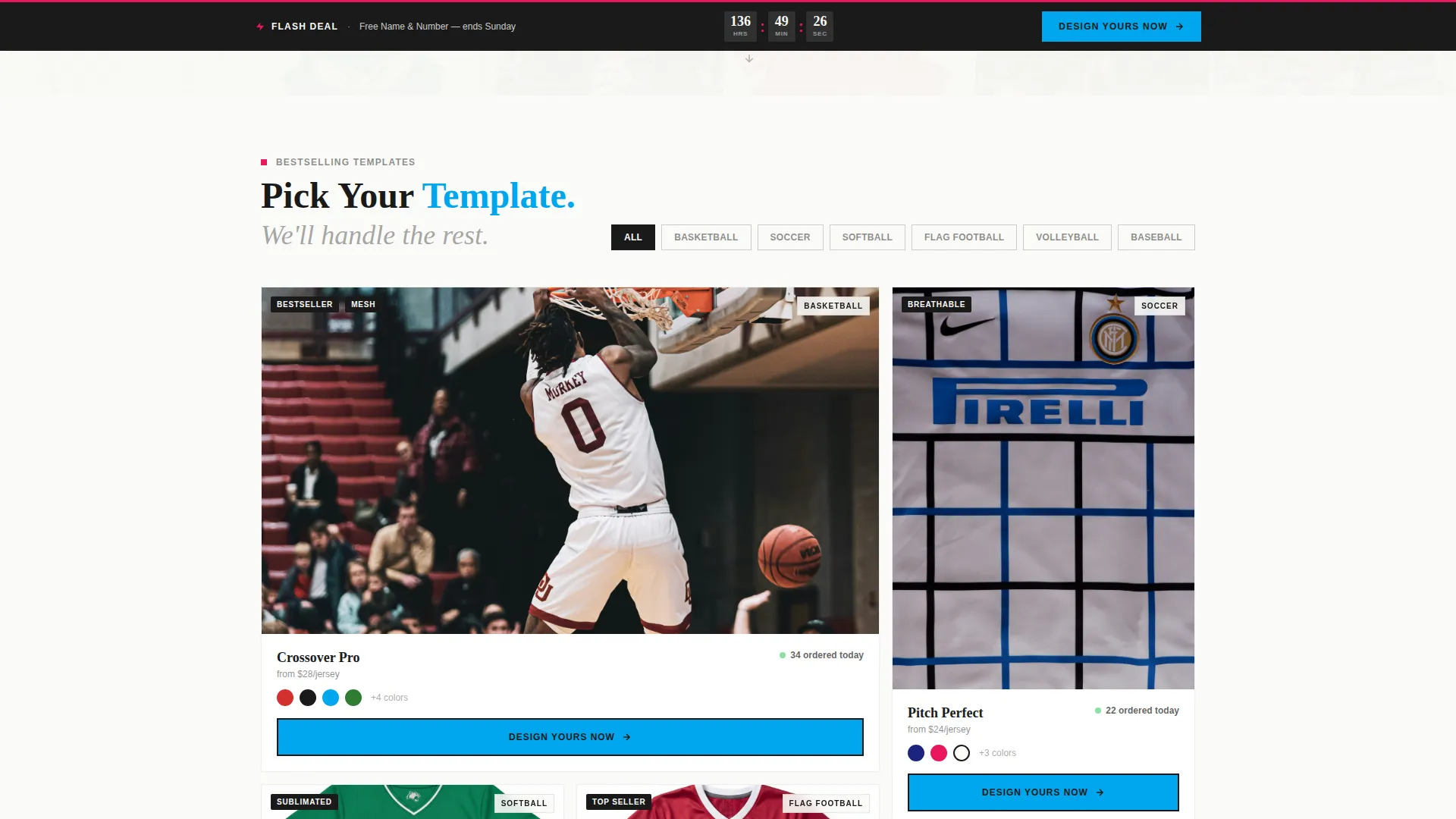 Bold Custom Sports Jersey Landing Page Template