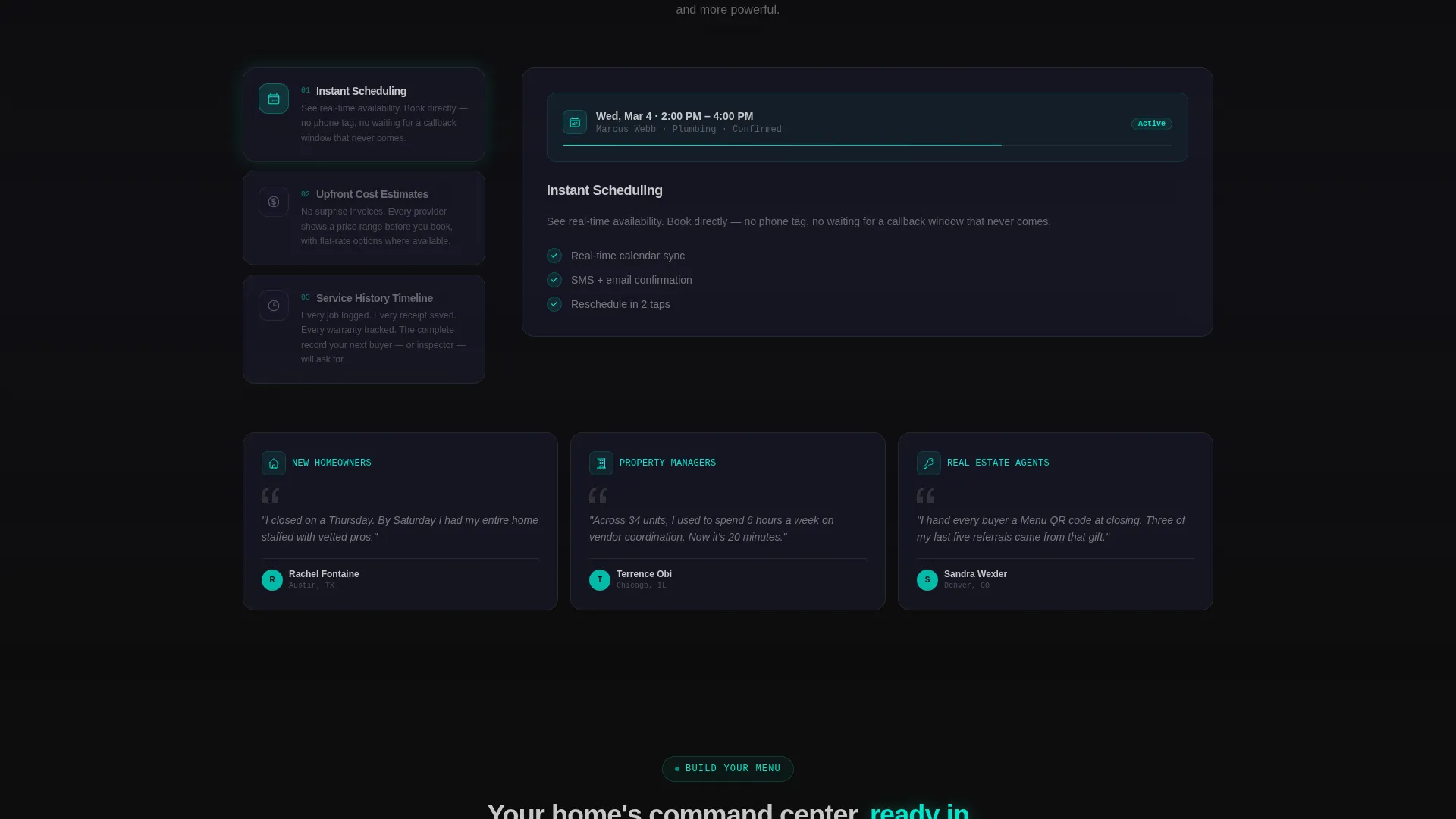 Home Services Dashboard Landing Page Template