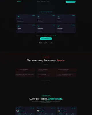 Home Services Dashboard Landing Page Template