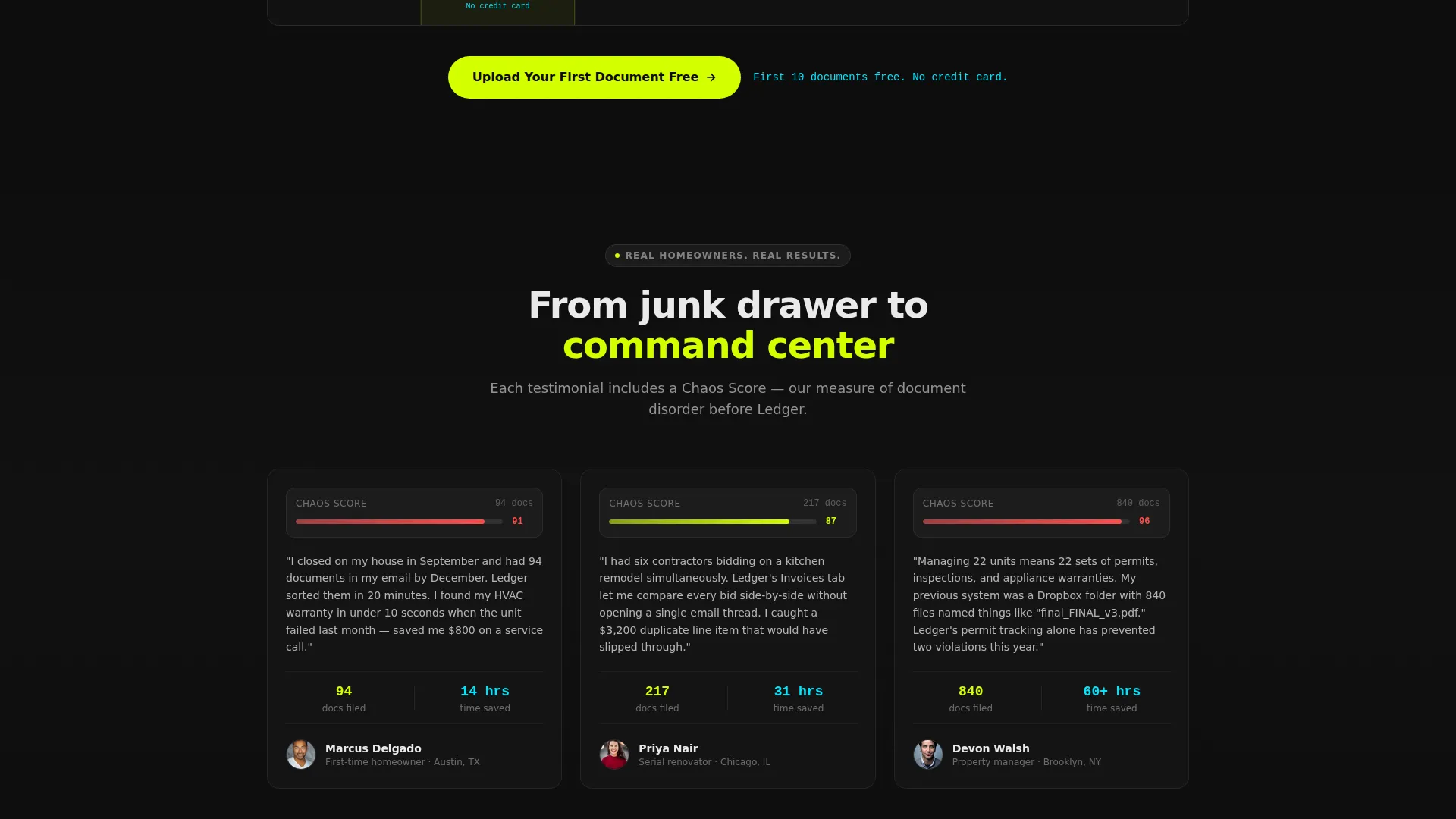 Home Service Document Management Landing Page