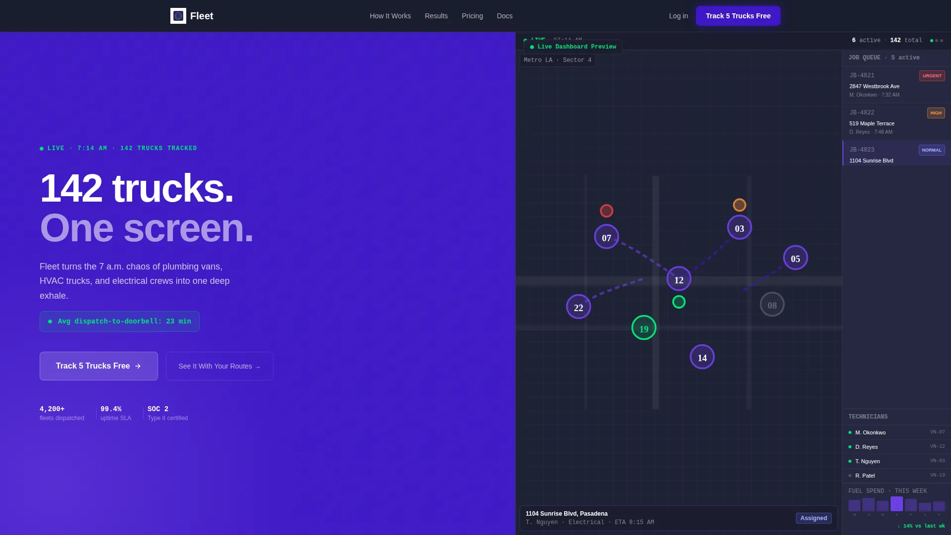 Home Services Fleet Management Landing Page Template