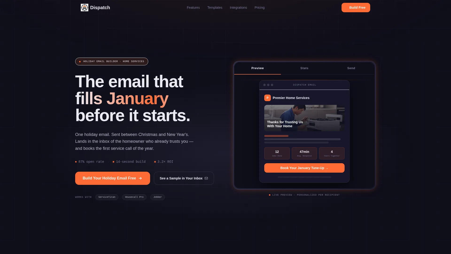 Home Services Holiday Email Landing Page Template