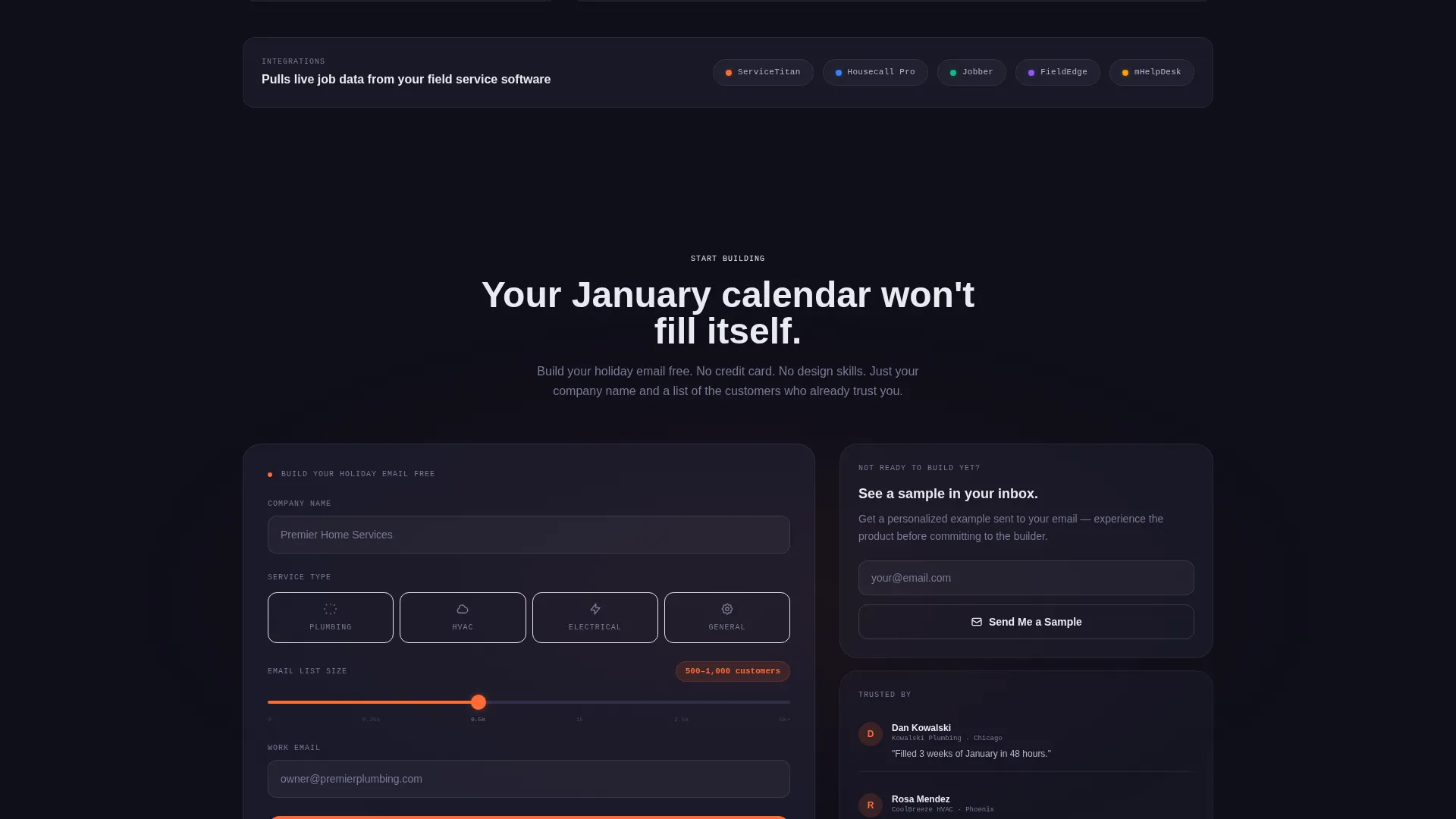 Home Services Holiday Email Landing Page Template