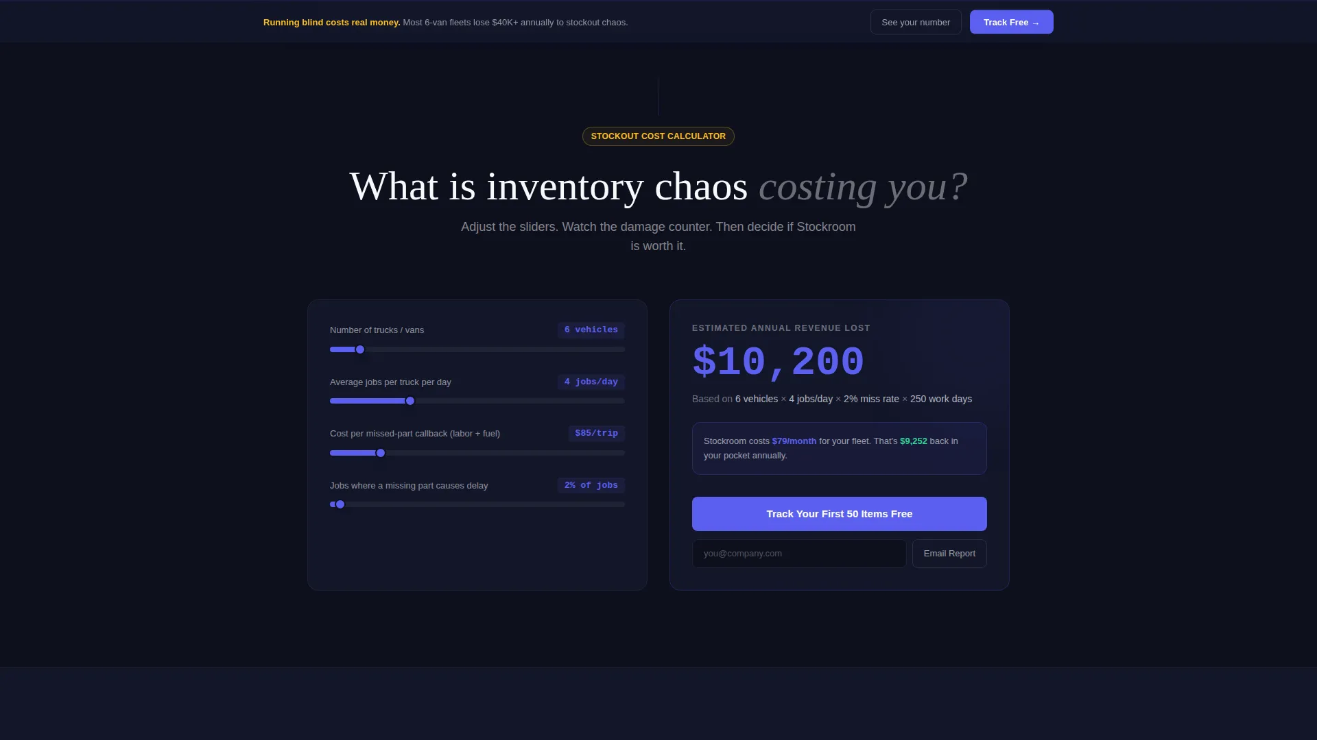 Home Services Inventory Management Landing Page