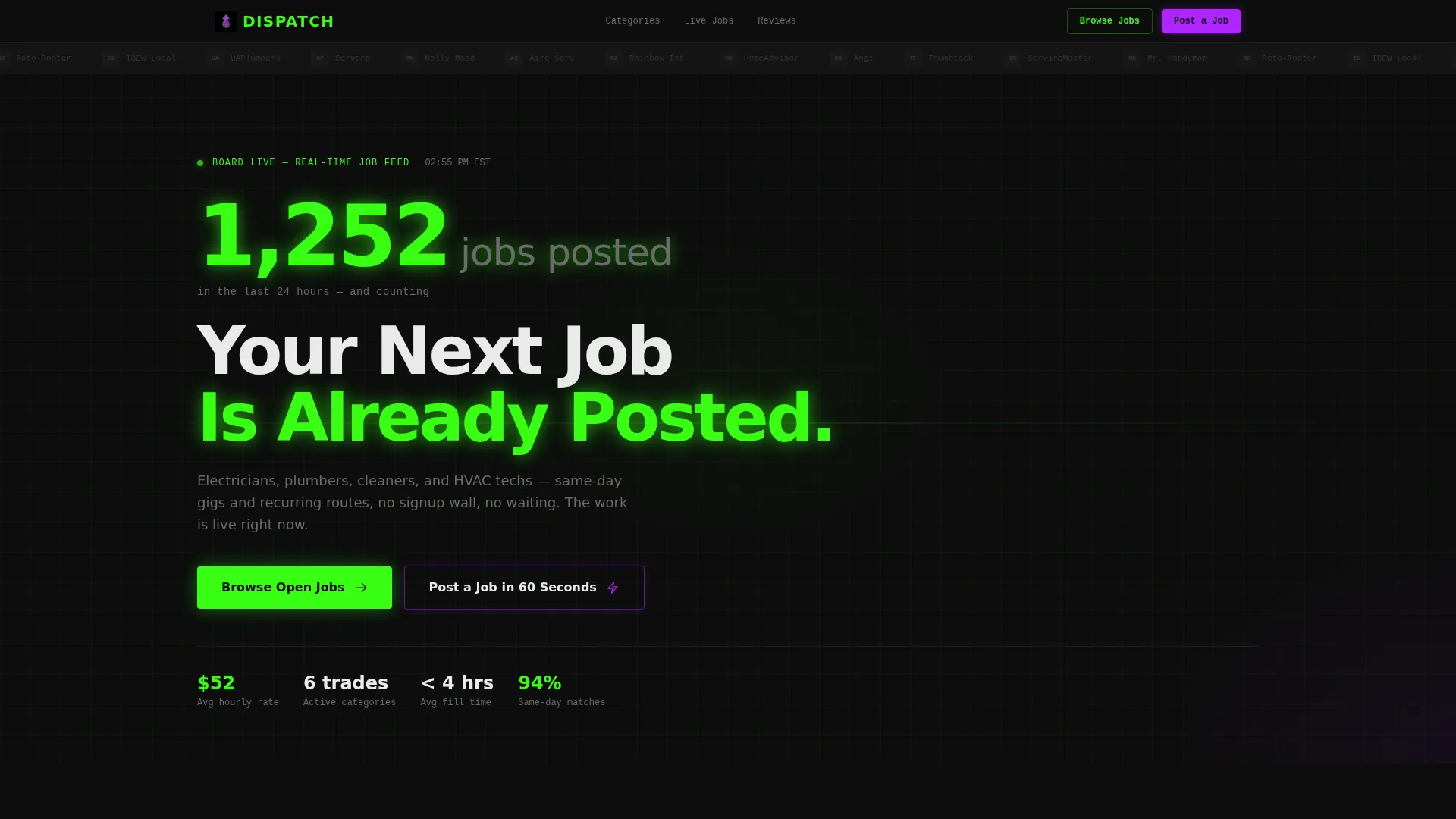 Home Services Job Board Landing Page Template