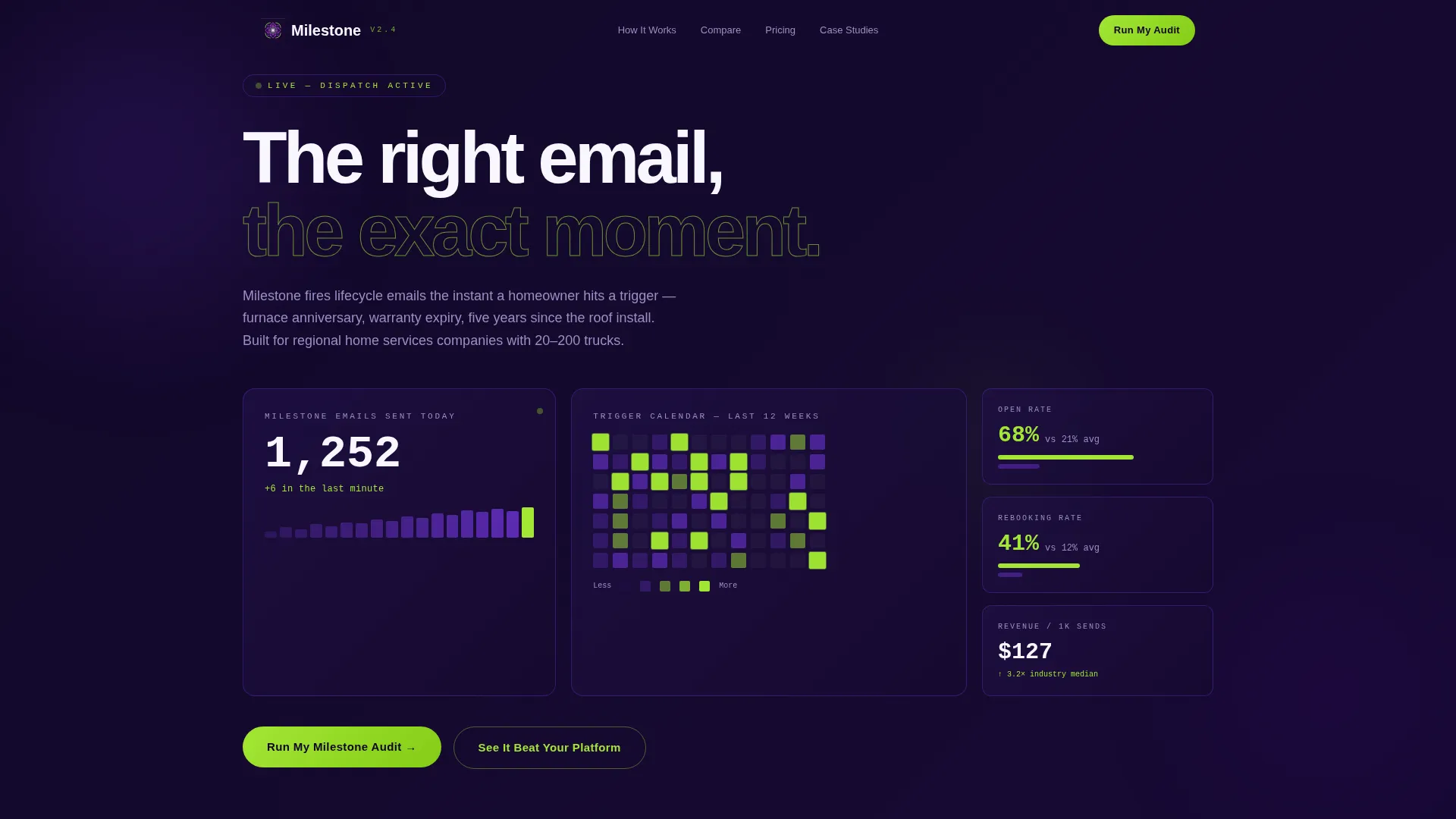 Home Services Milestone Email Comparison Landing Page
