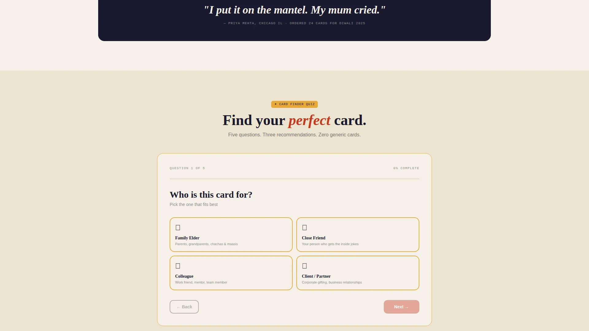 Diwali Stationery Landing Page Template for Card Studios