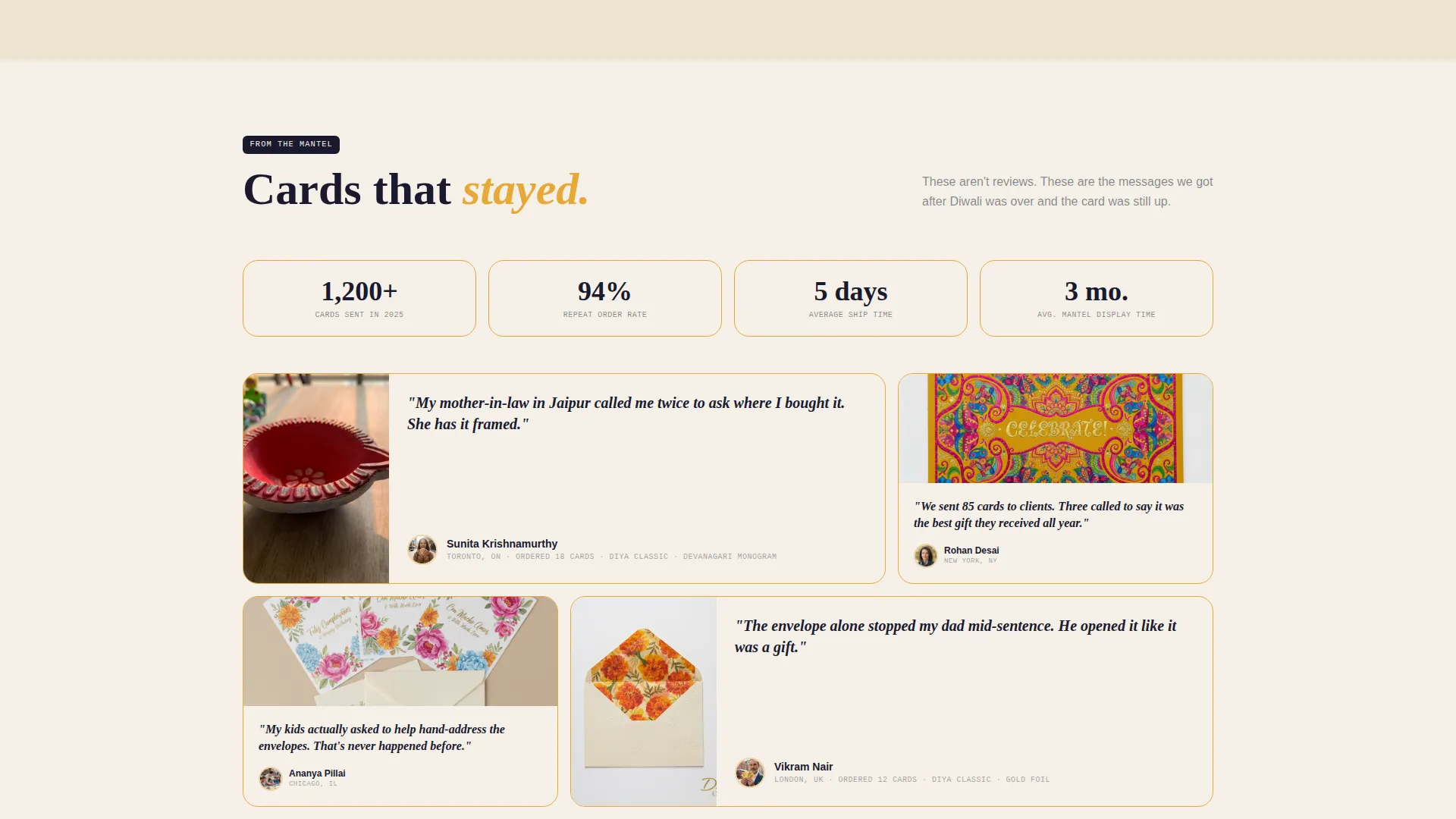 Diwali Stationery Landing Page Template for Card Studios