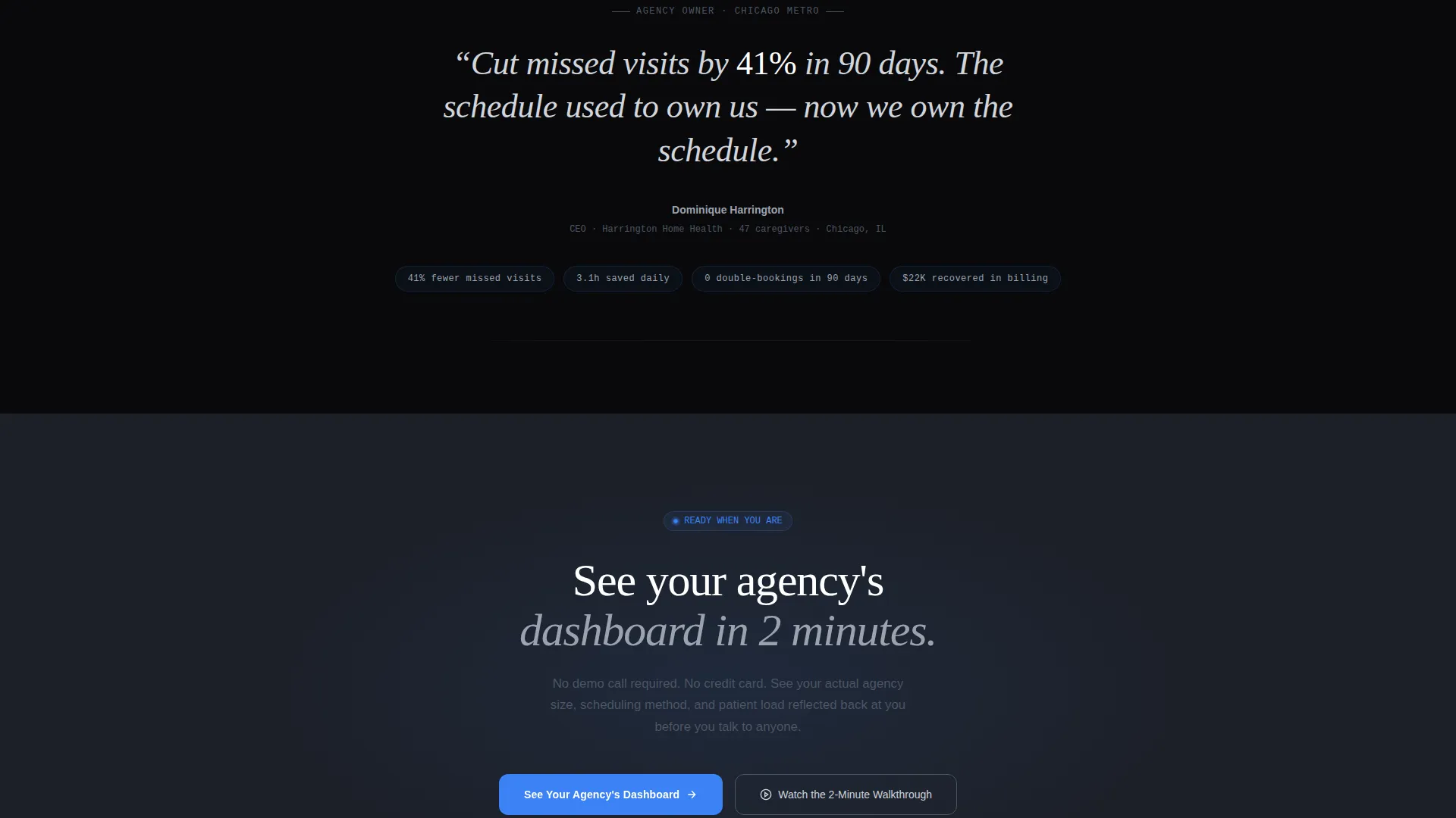 Home Services Patient Management Landing Page