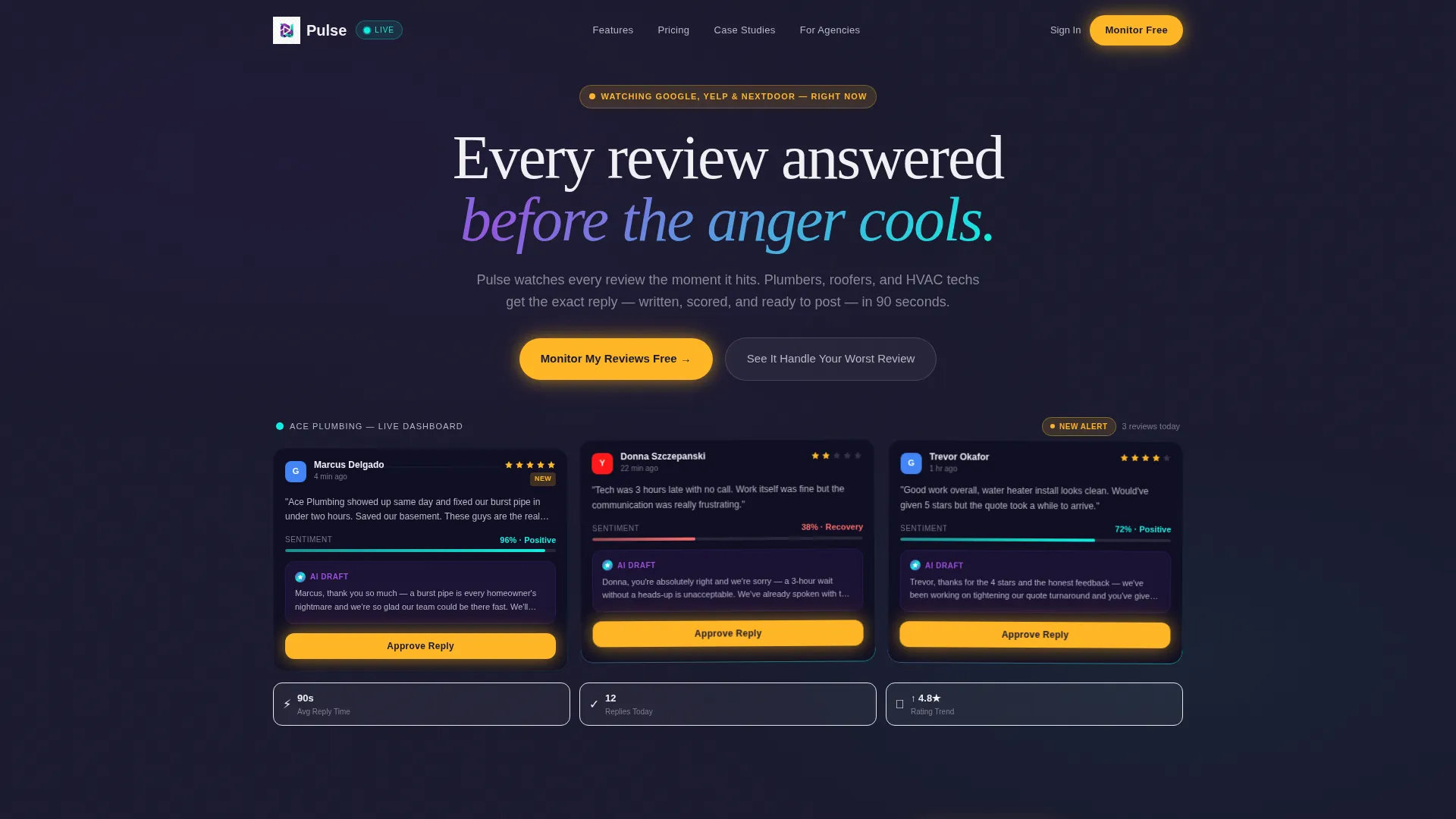 Bento Grid Landing Page for Review Management