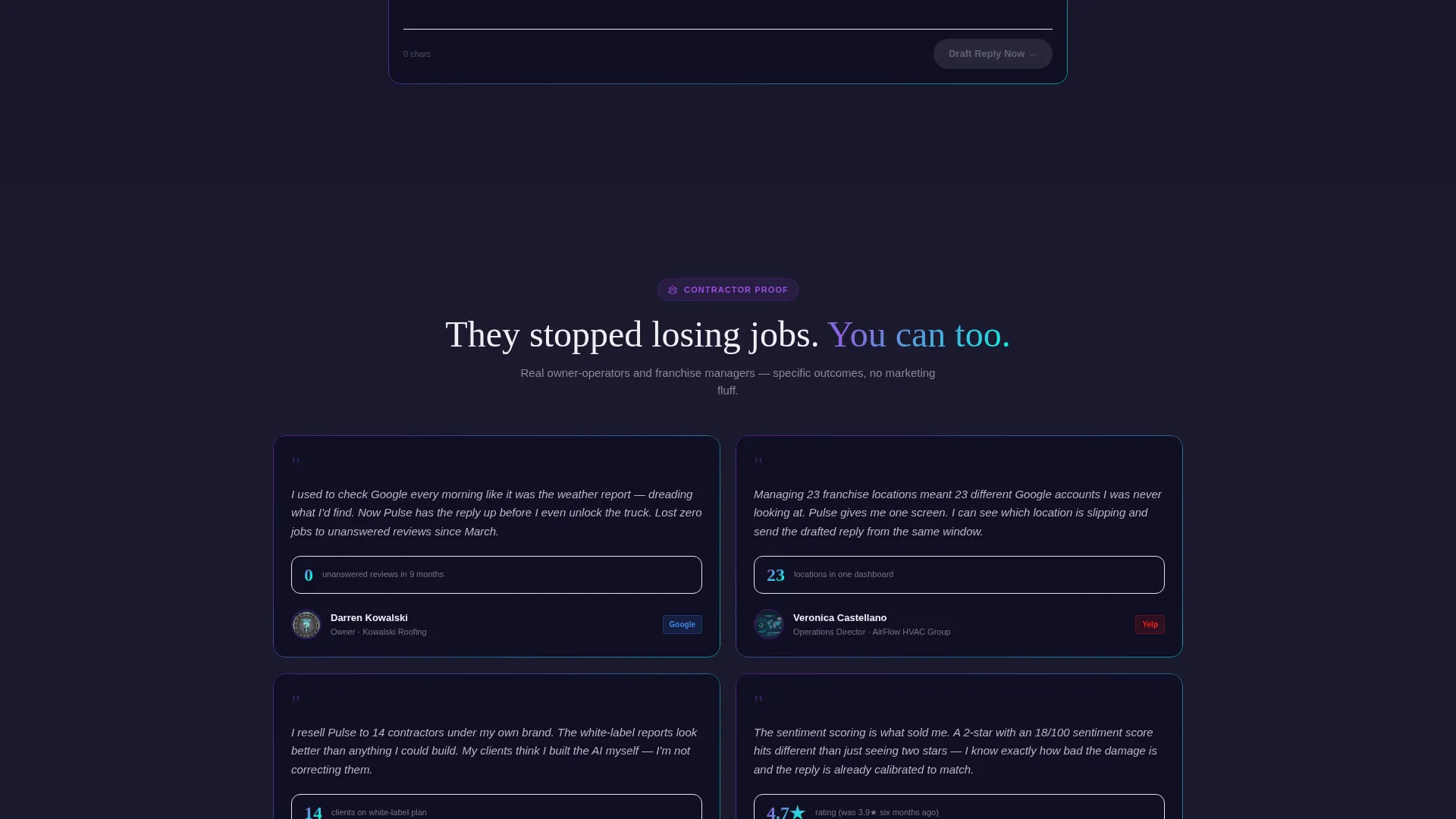 Bento Grid Landing Page for Review Management