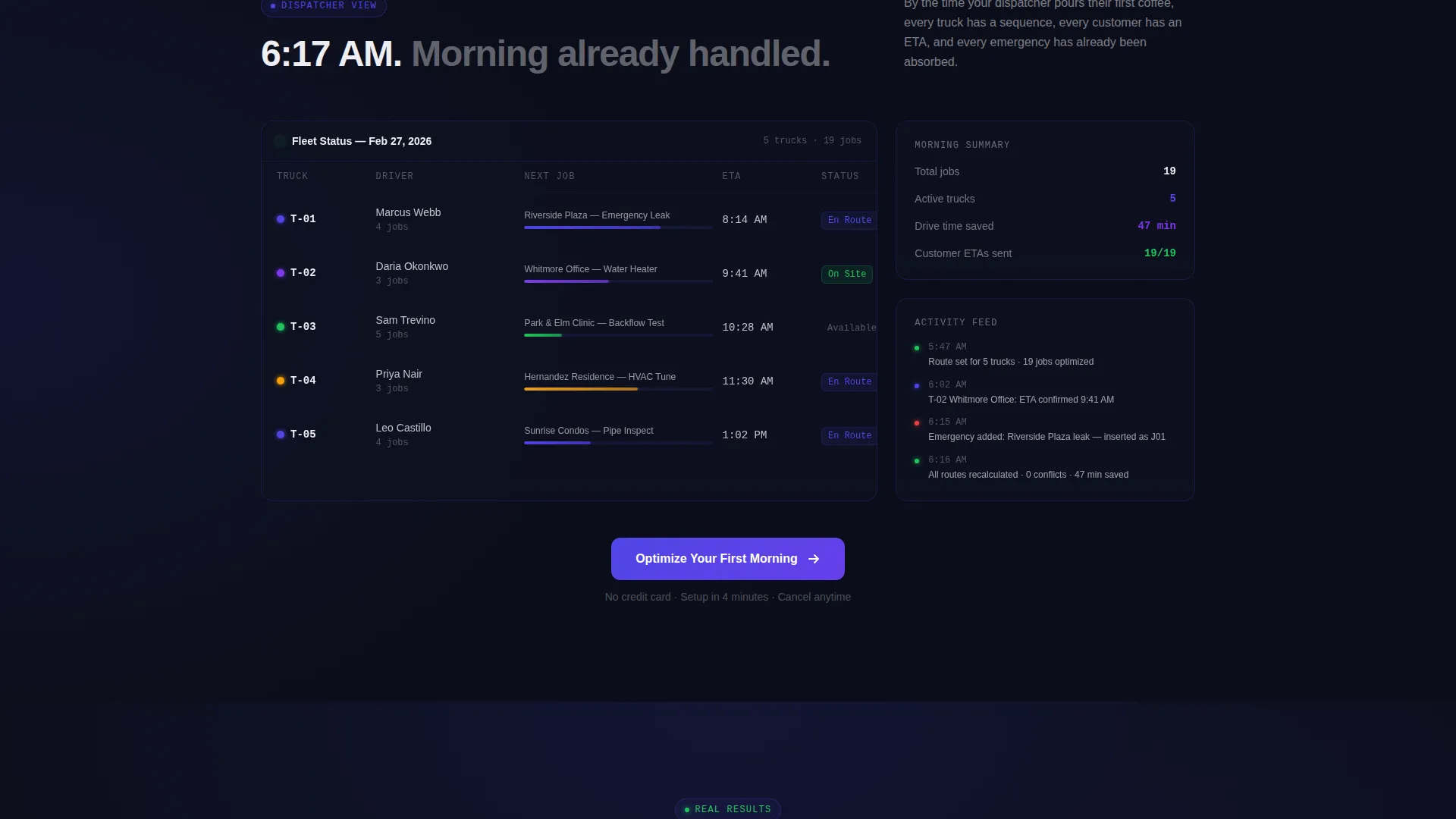 Home Services Dispatch Landing Page Template