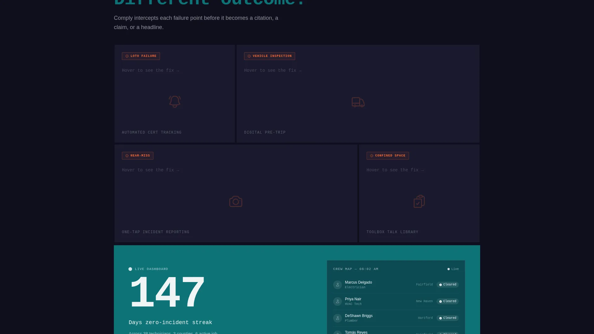 Home Services Safety Management Landing Page