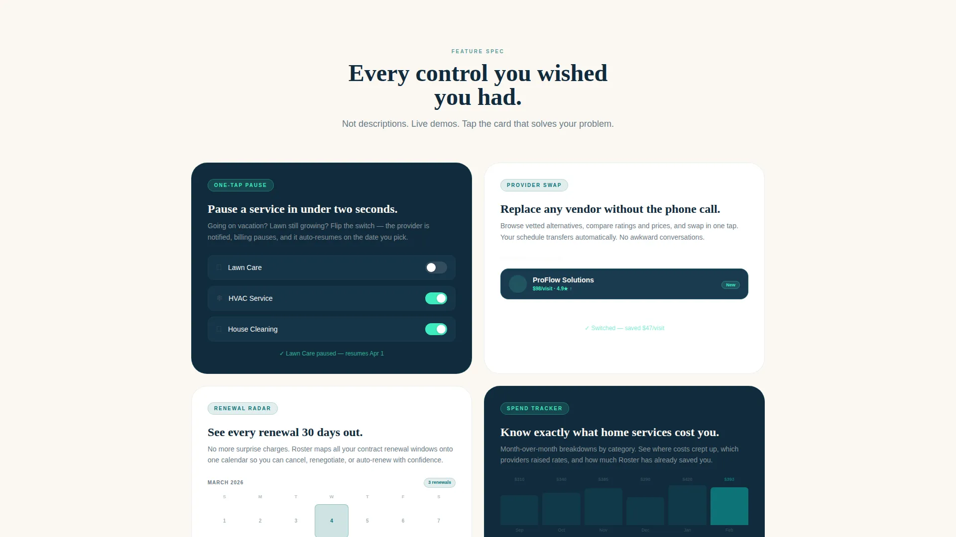 Home Services Subscription Management Landing Page