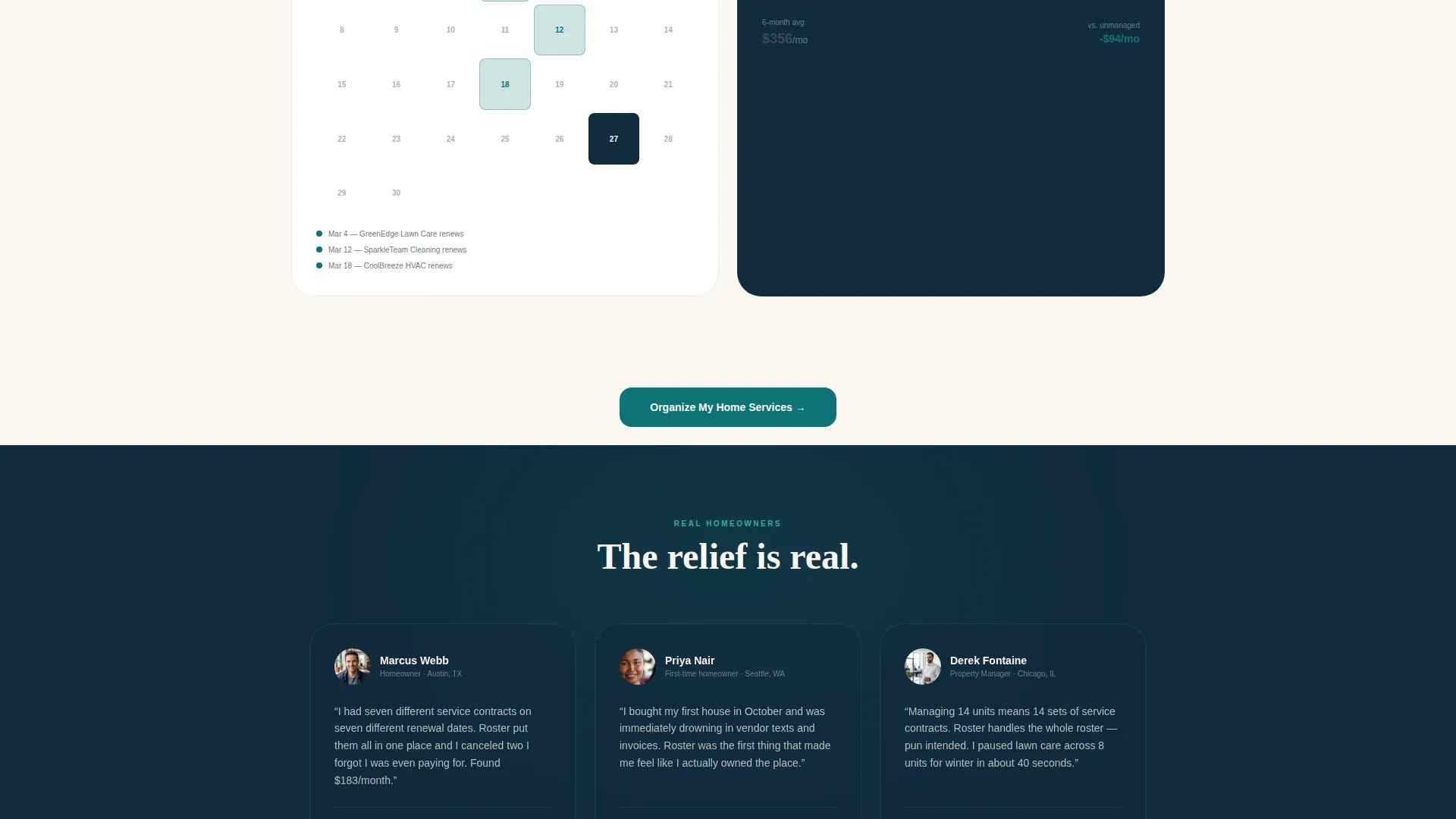 Home Services Subscription Management Landing Page