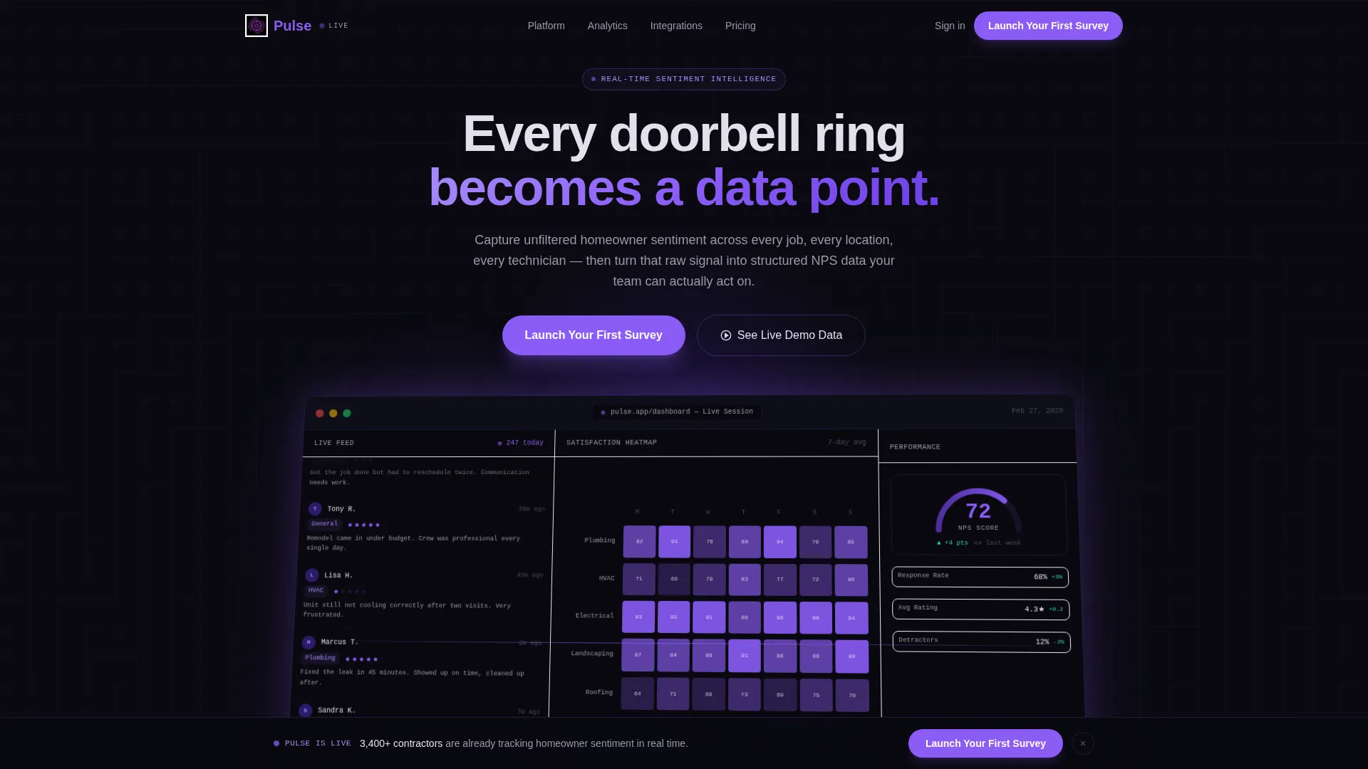 Home Services Feedback Platform Landing Page