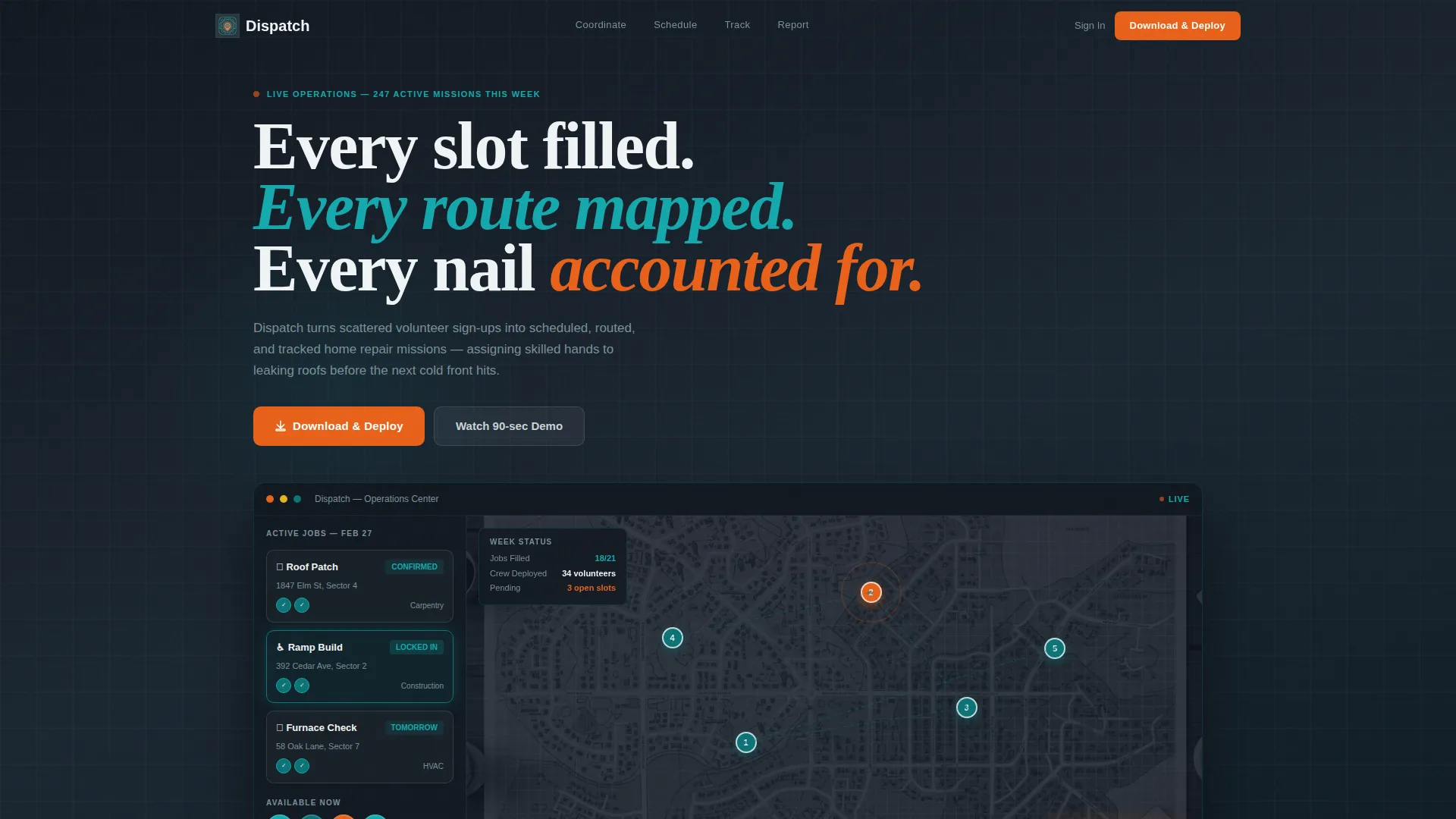 Home Services Volunteer Management Landing Page