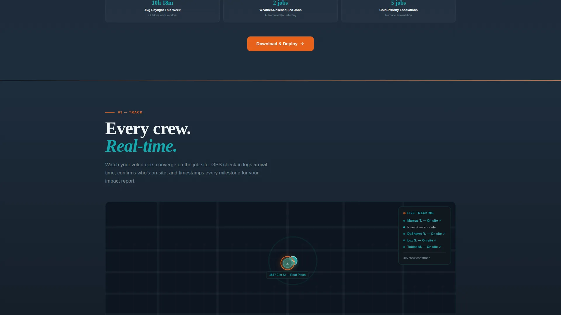 Home Services Volunteer Management Landing Page